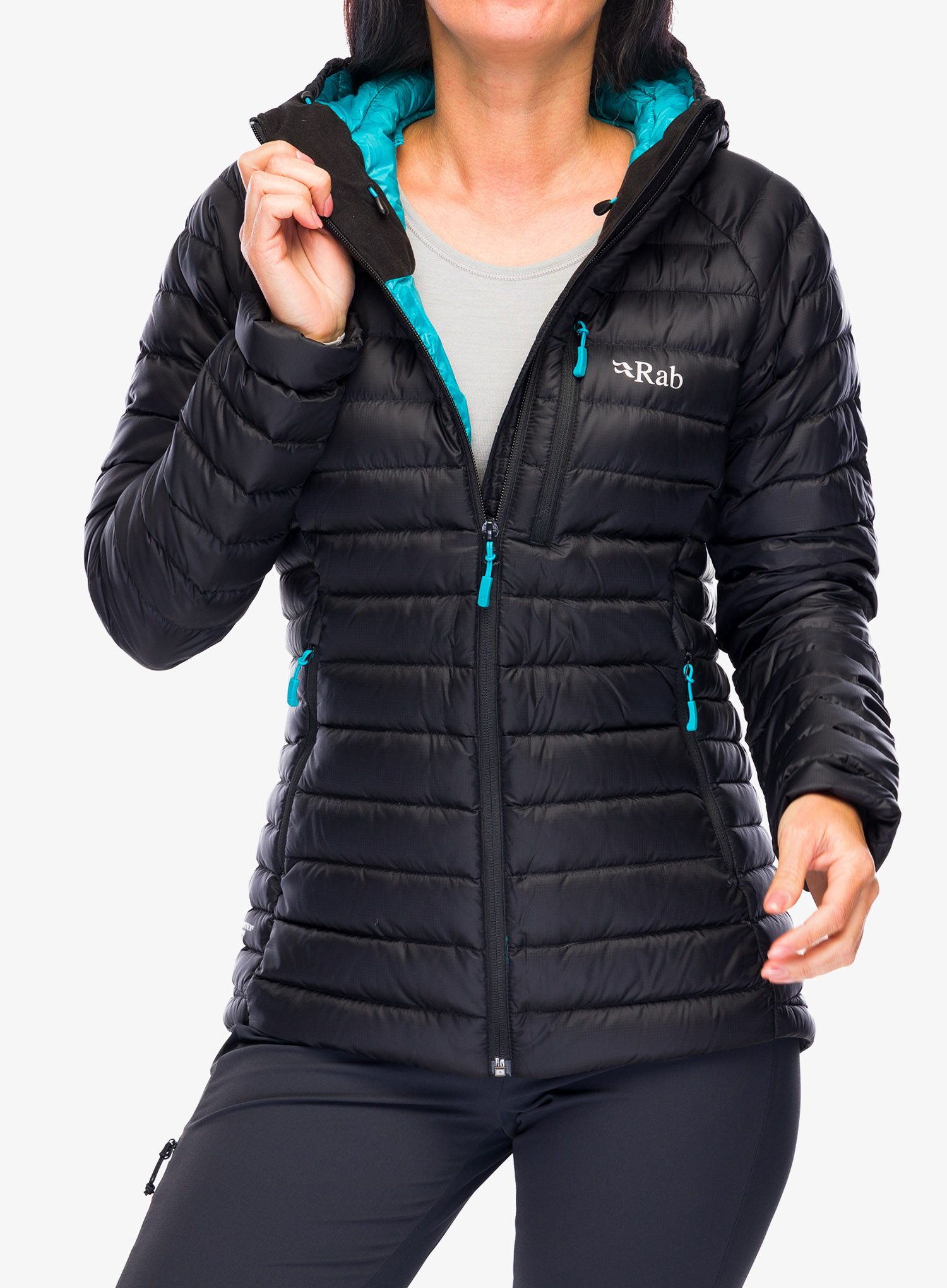 Bunda páperová dámska Rab Microlight Alpine Long Jacket - black