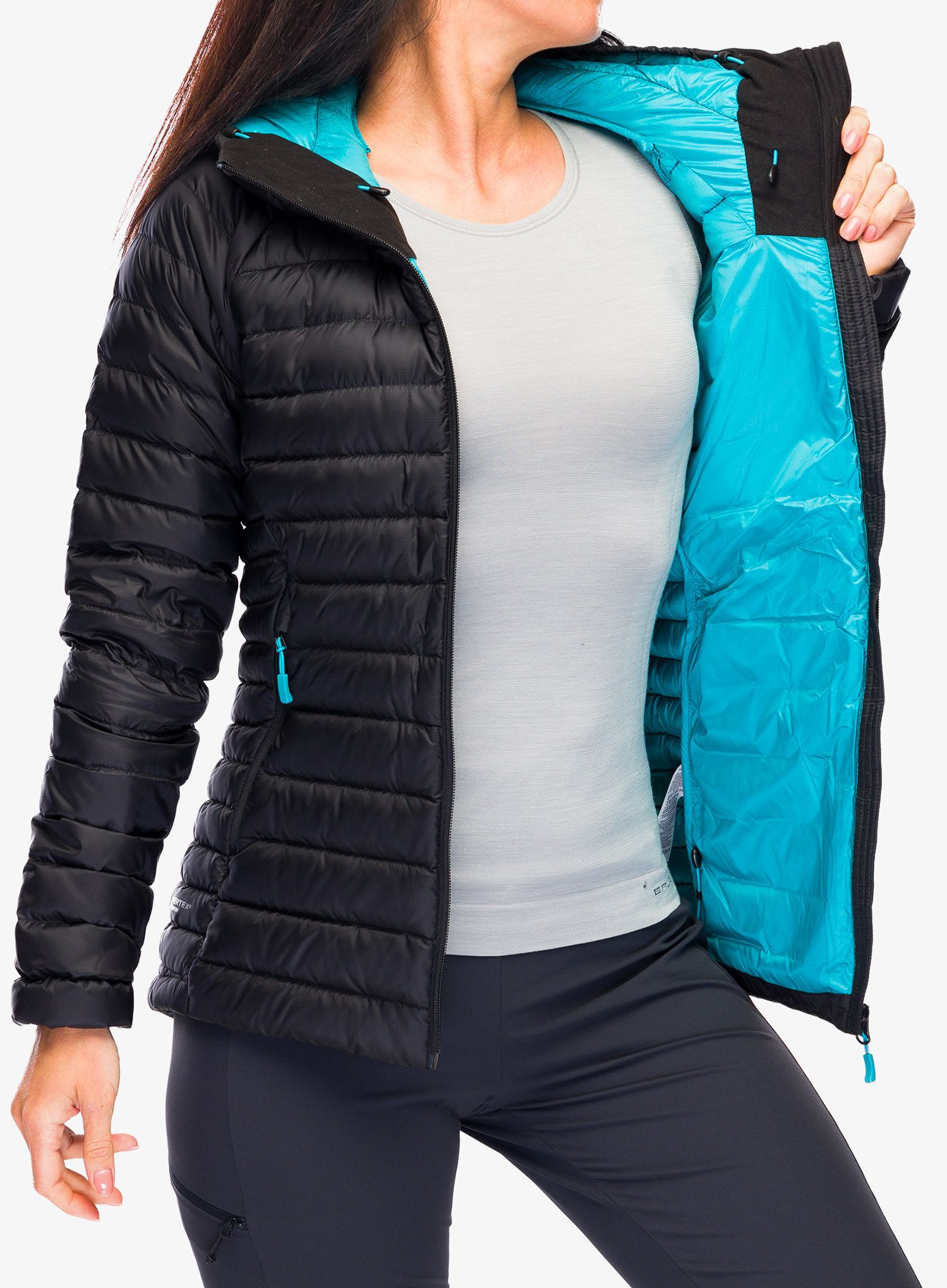 Bunda páperová dámska Rab Microlight Alpine Long Jacket - black