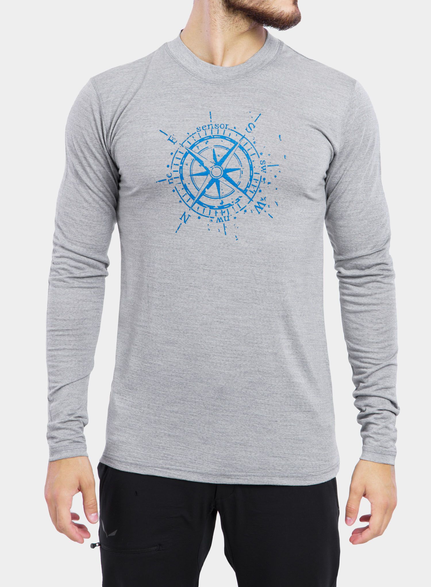 Pánske funkčné tričko Sensor Merino Active PT Tee L/S - grey compass