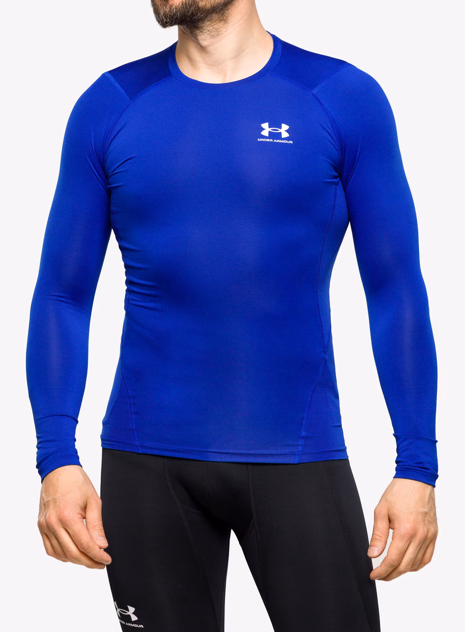 Funkčné tričko Under Armour HG Armour Comp LS - royal/white