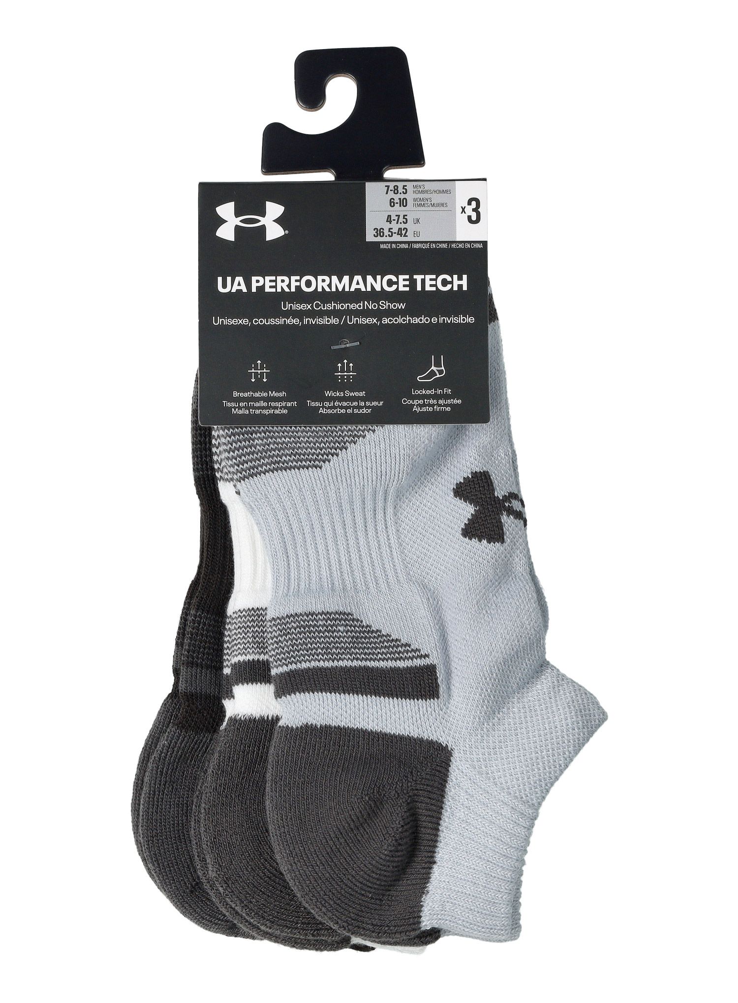 Ponožky Under Armour UA Performance Tech 3-Pack No Show - mod gray/white/jet gray