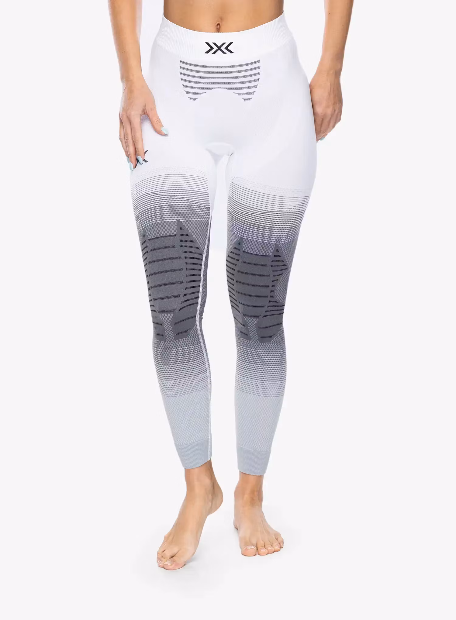 Dámske funkčné legíny X-Bionic Invent Fx Pants - white/grey/light grey