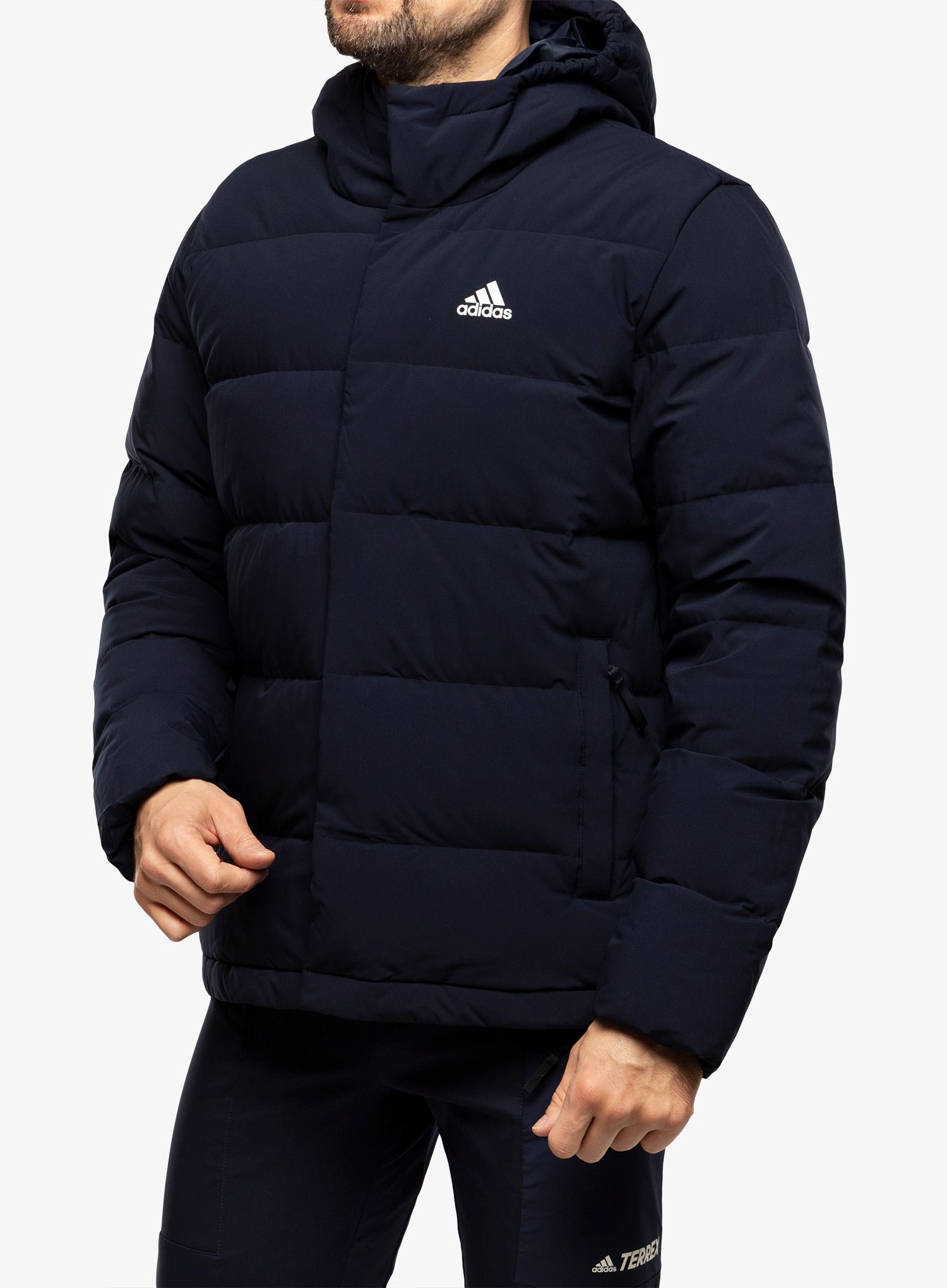 Páperová bunda adidas Helionic Hooded Jacket - legend ink