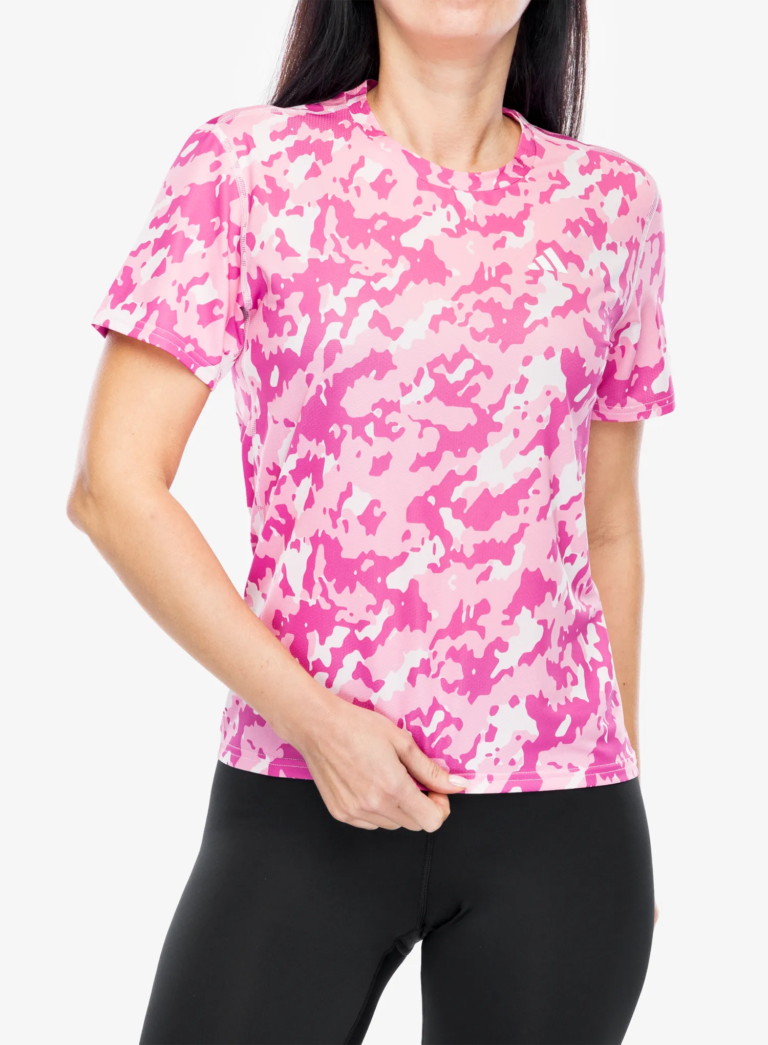 Bežecké tričko dámske adidas Own The Run Camo Running Tee - clear pink
