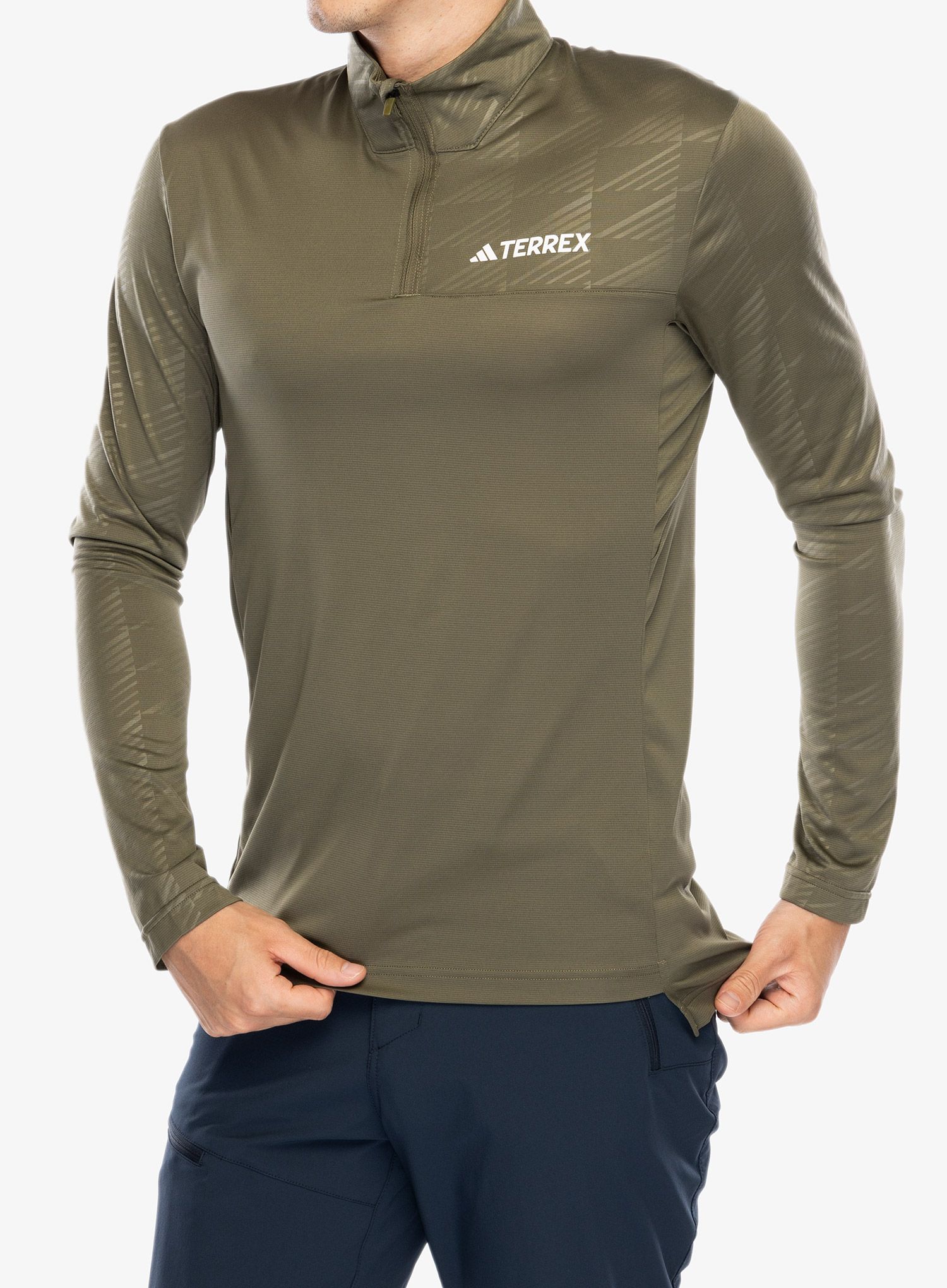 Mikina bez kapucne adidas TERREX Multi Half Zip Longsleeve Tee - olive strata