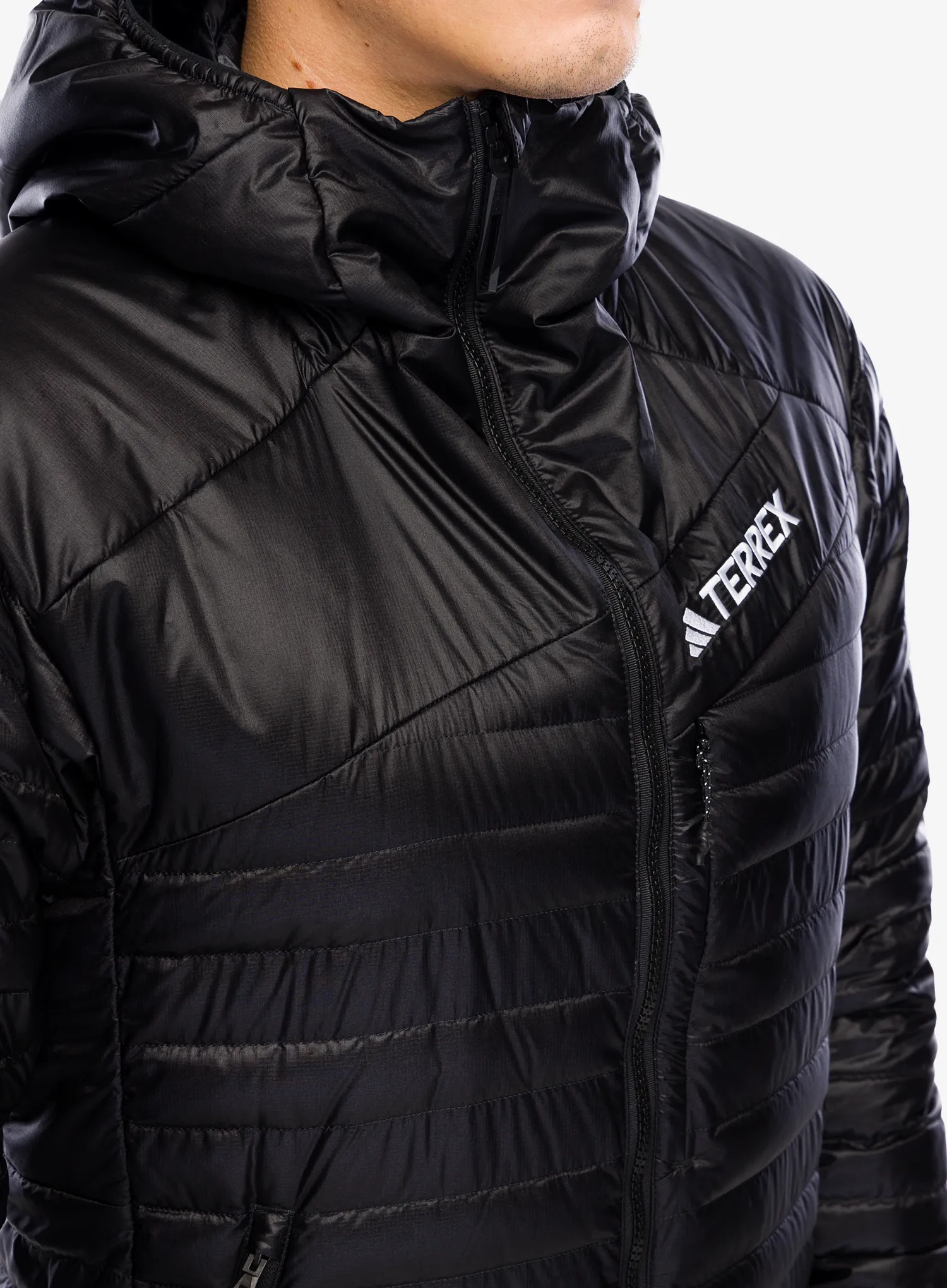 Páperová bunda adidas TERREX Techrock Down Hooded Jacket - black