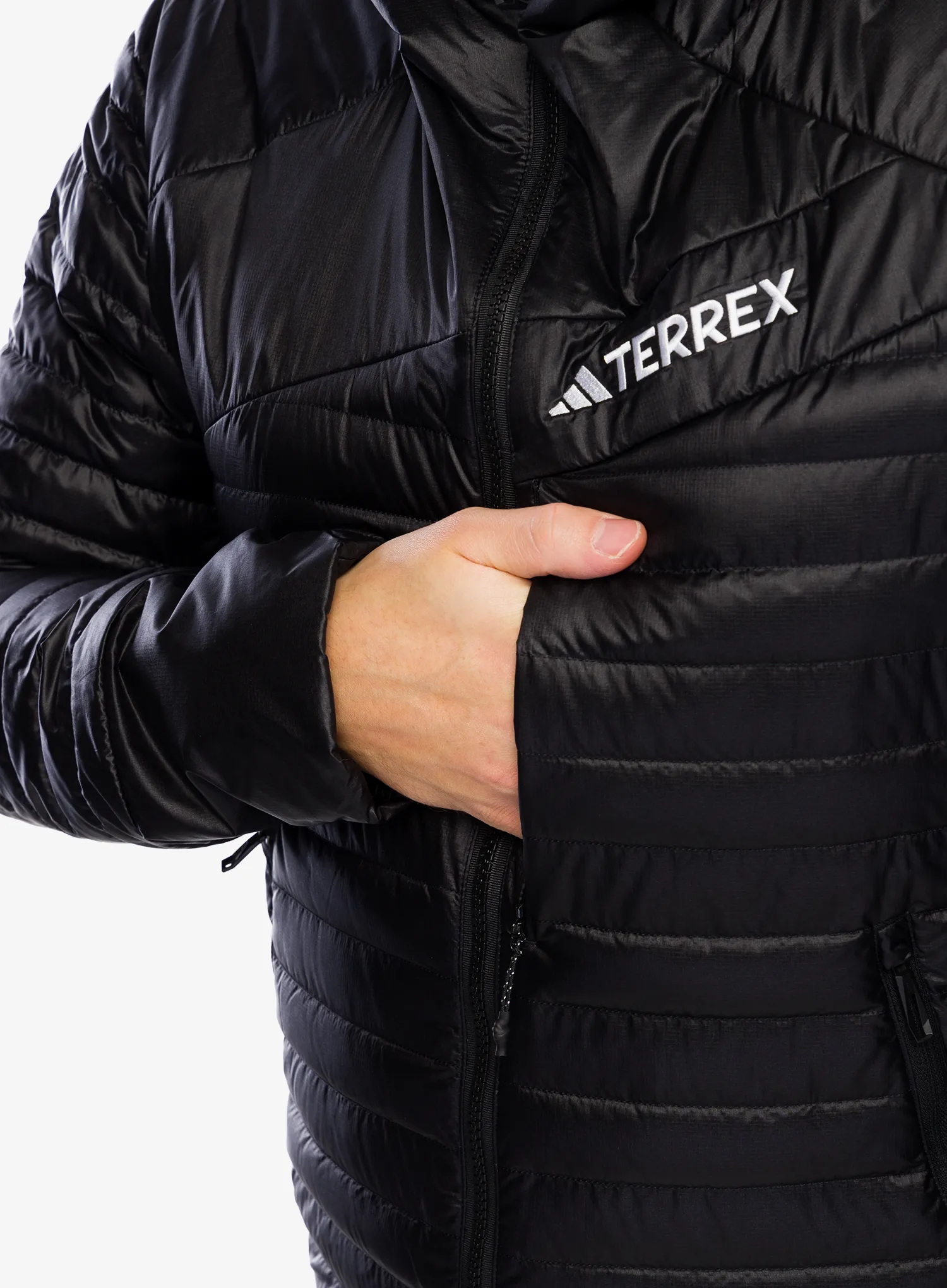 Páperová bunda adidas TERREX Techrock Down Hooded Jacket - black