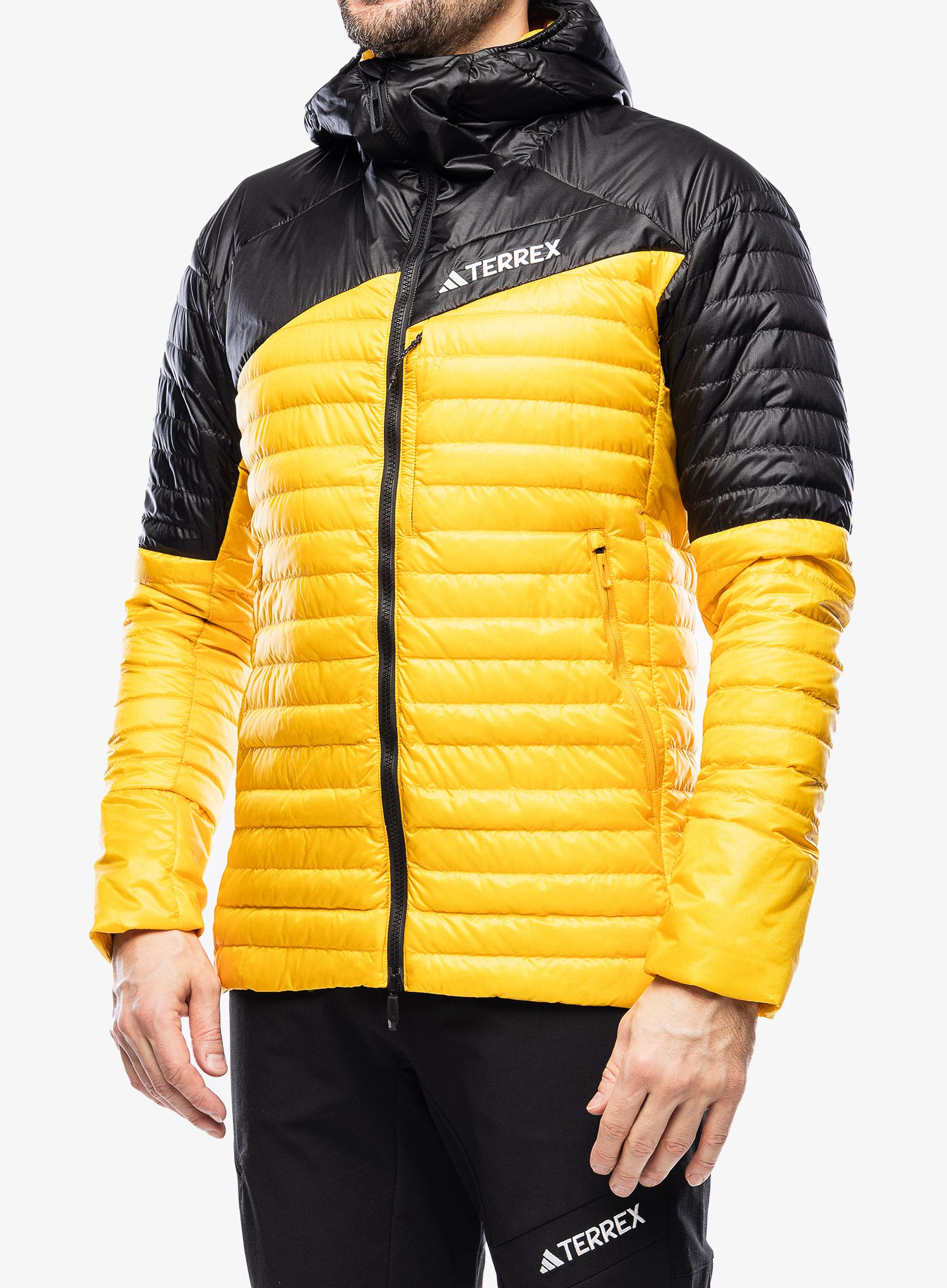 Pánska páperová bunda adidas TERREX Techrock Down Hooded Jacket - preyel/black