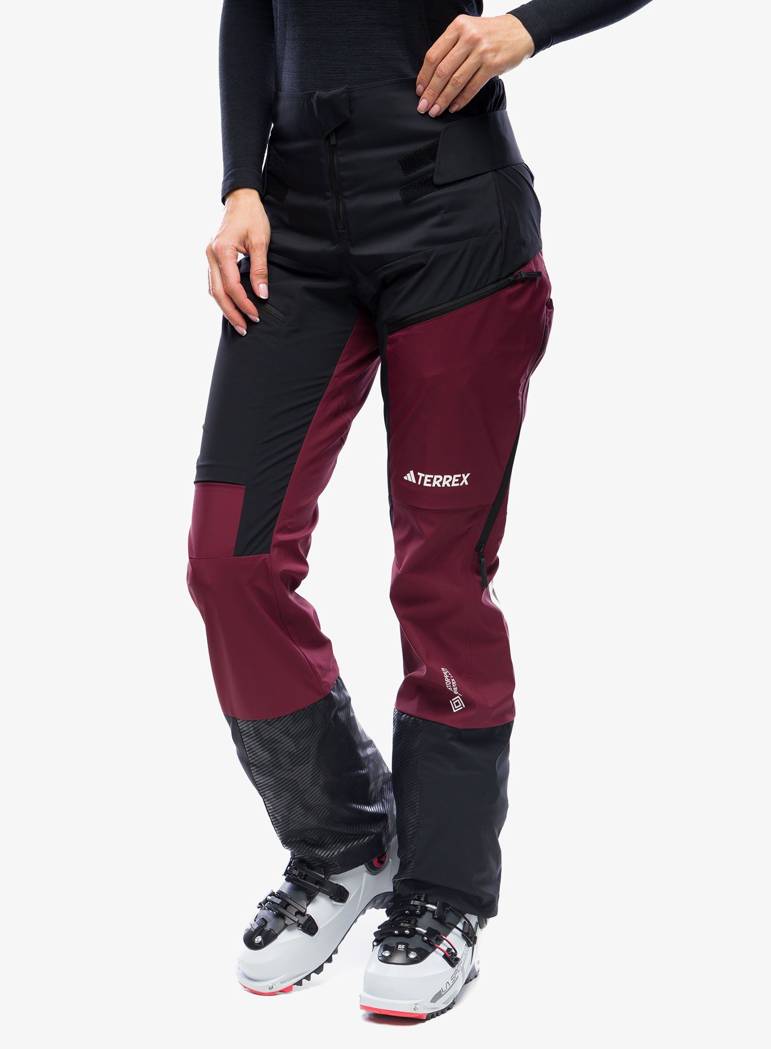 Dámske softshellové nohavice adidas TERREX Techrock Tour Softshell Pants - black/shadow red
