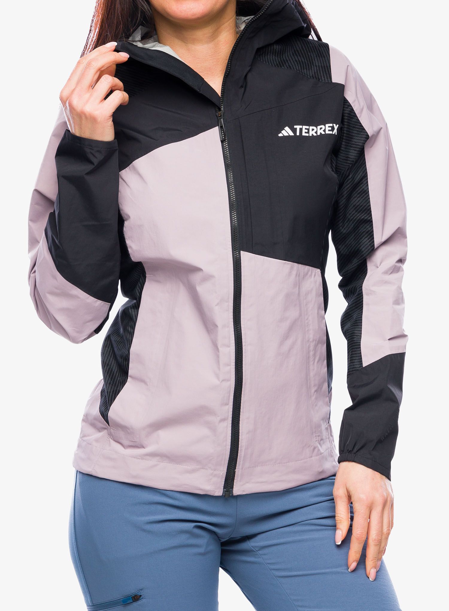 Nepremokavá bunda dámska adidas TERREX Xperior Hybrid Primeknit Rain Jkt - preloved fig/black