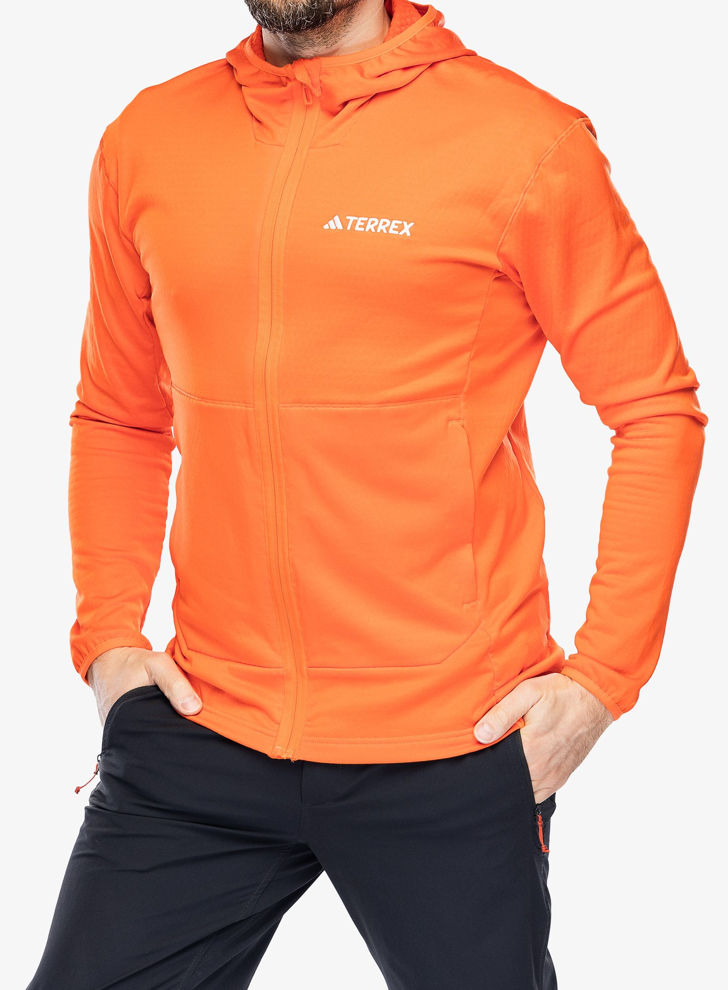 Turistická mikina adidas TERREX Xperior Light Fleece Hooded Jacket - semi impact orange