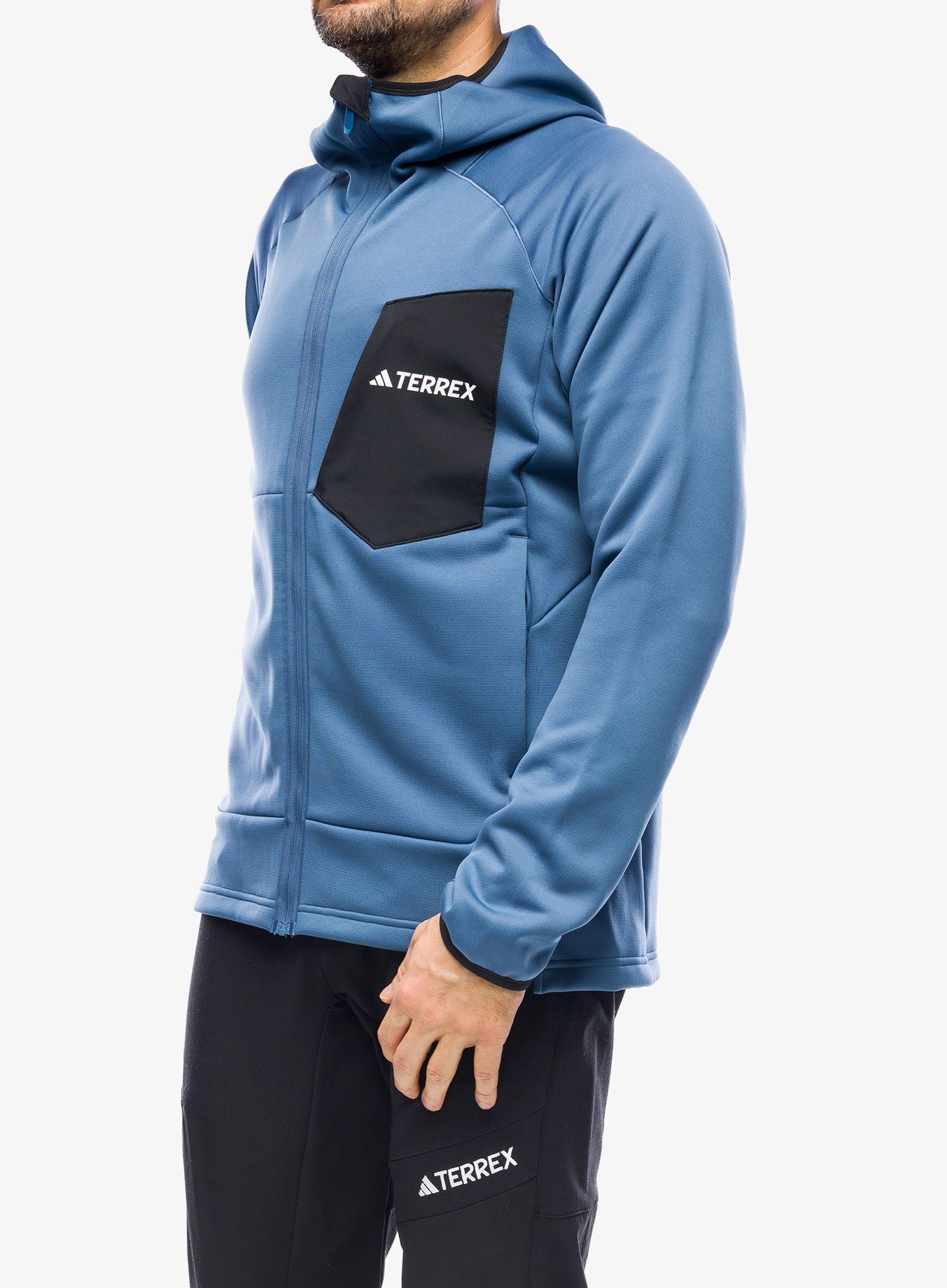 Flísová mikina adidas TERREX Xperior Medium Fleece Hooded Jacket - wonder steel/black