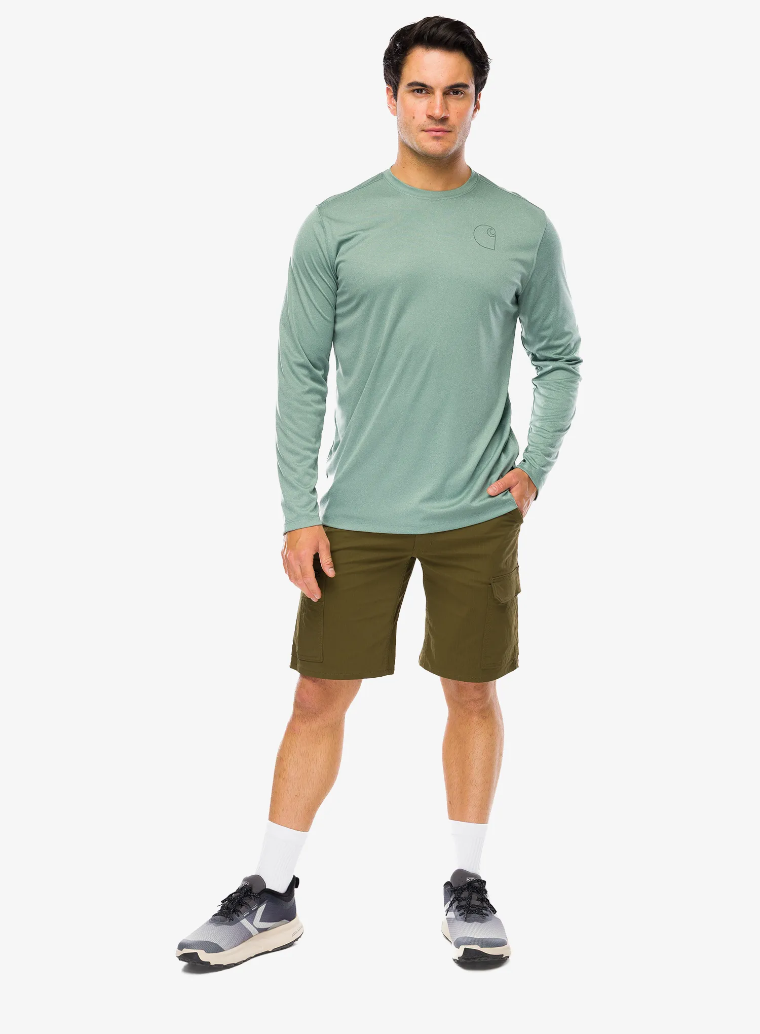 Mikina bez kapucne Carhartt Force Sun Defender Relaxed LS Logo T-Shirt - green slate heather