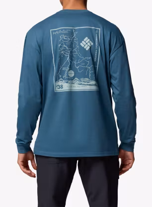 Mikina bez kapucne Columbia Black Butte LS Graphic Tee - everblue/trailmap