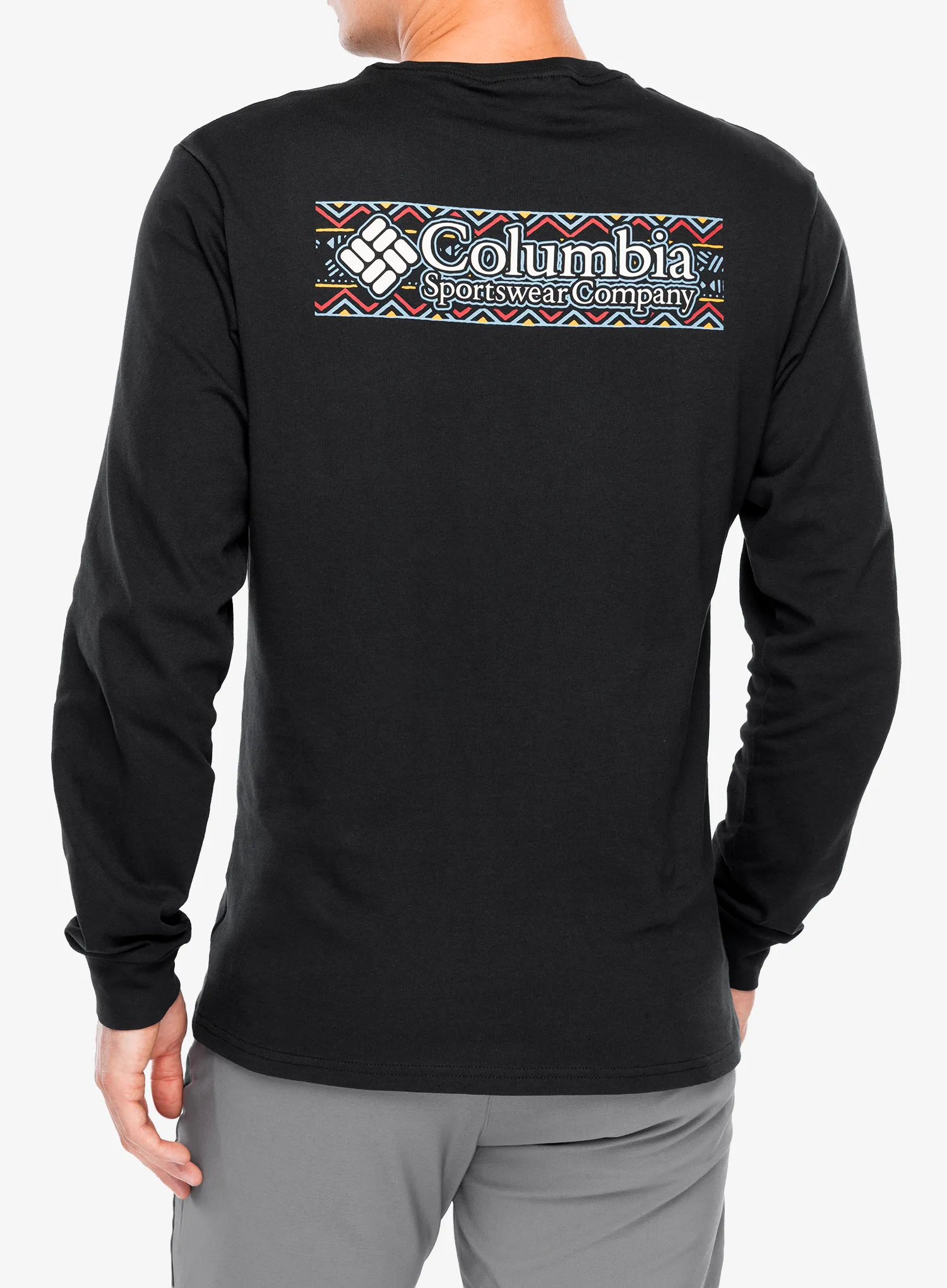 Mikina bez kapucne Columbia Explorers Canyon LS T-Shirt - black/branded blanket