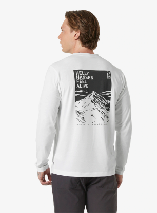 Mikina bez kapucne Helly Hansen Skog Graphic LS Tee - white