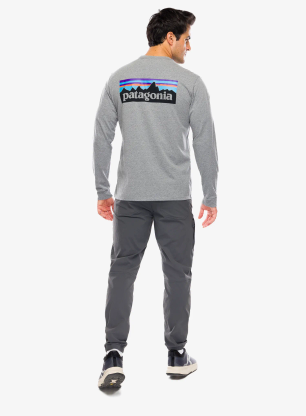 Mikina bez kapucne Patagonia L/S P-6 Logo Responsibili-Tee - gravel heather