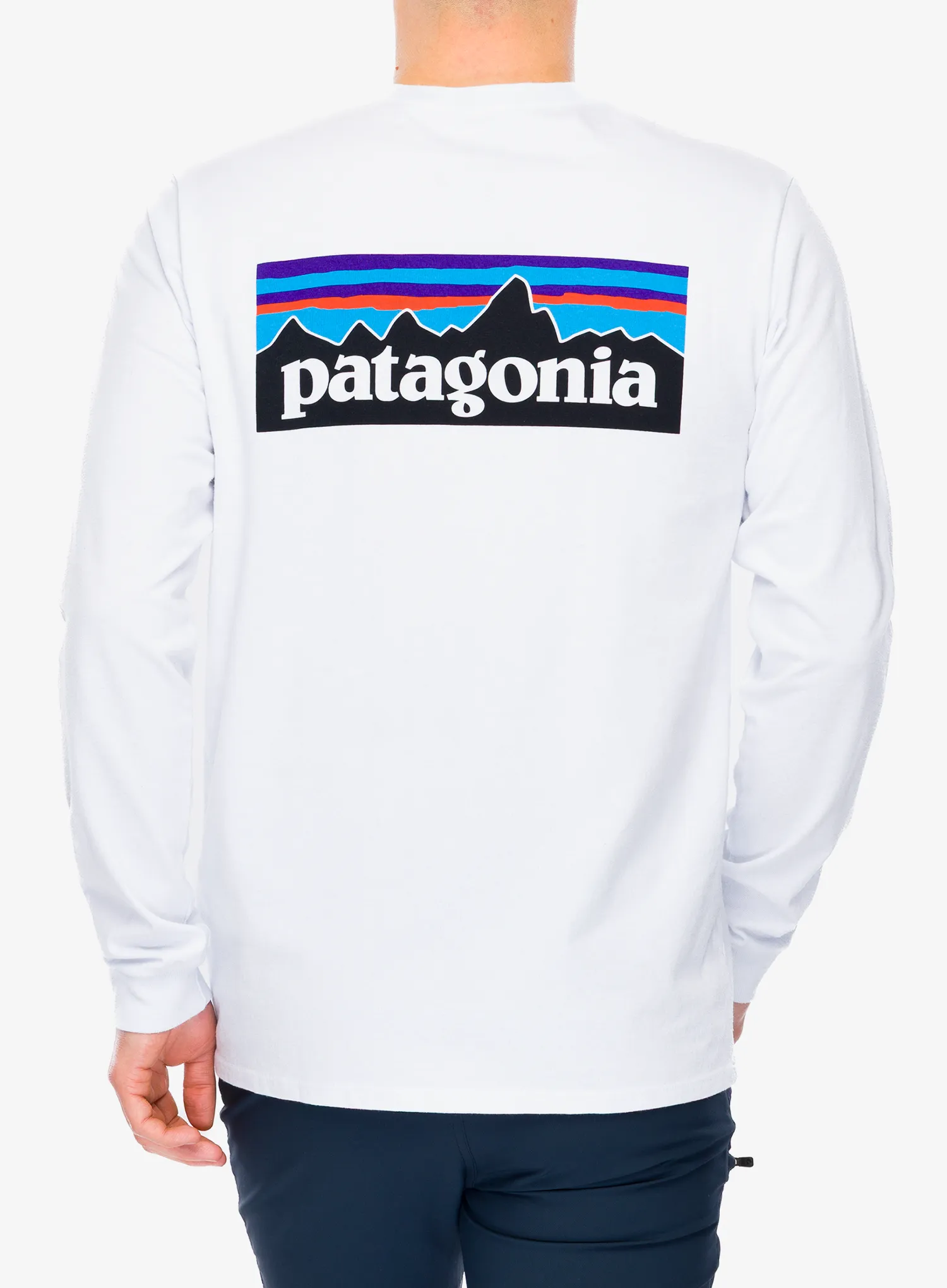 Mikina bez kapucne Patagonia L/S P-6 Logo Responsibili-Tee - white