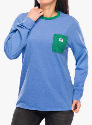 Mikina bez kapucne Patagonia L/S Shop Sticker Pocket Responsibili-Tee - abundant blue