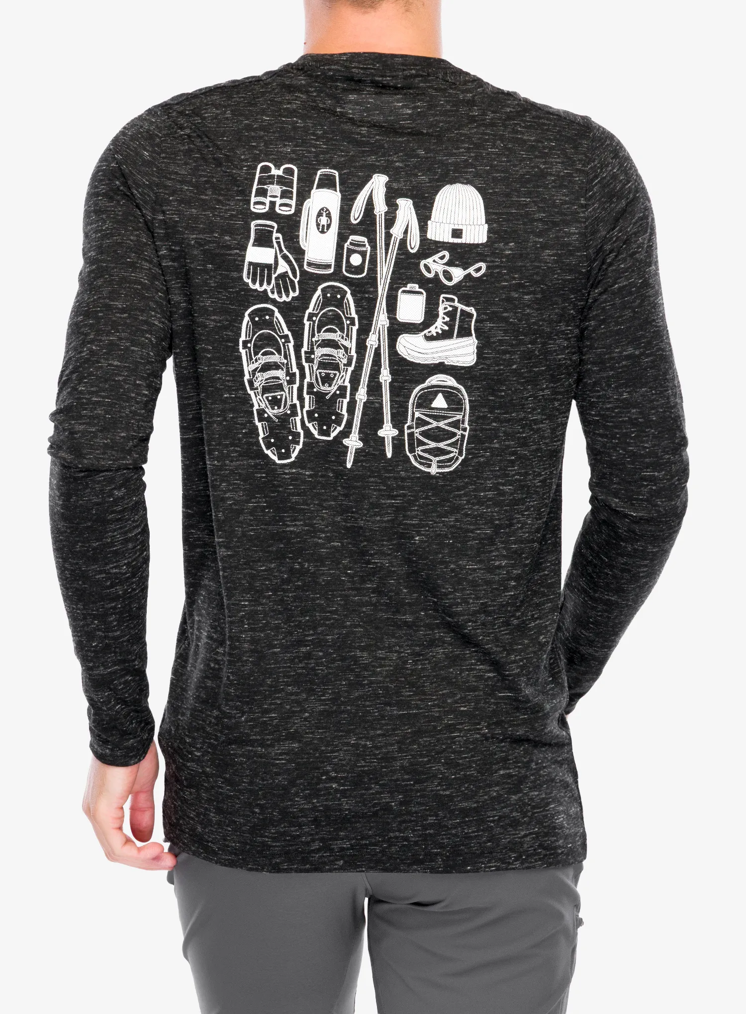 Mikina bez kapucne Smartwool Merino Hemp Blend Gear Up Long Sleeve Graphic Tee - black heather
