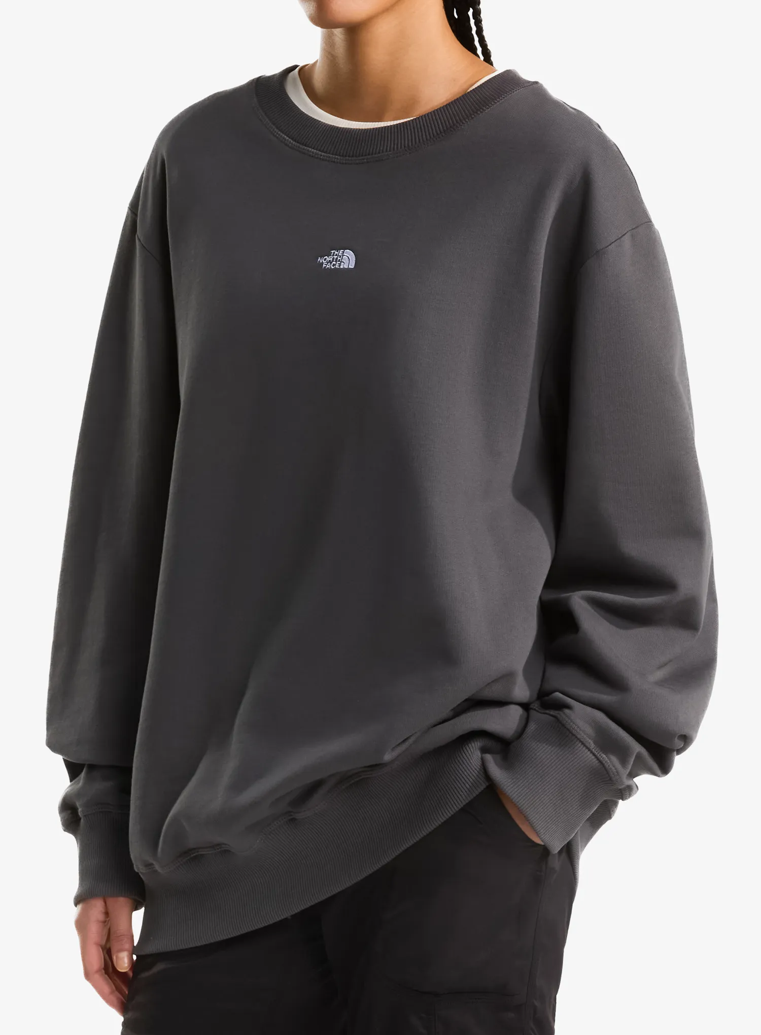 Mikina bez kapucne The North Face Essential Light Relaxed Crew - anthracite grey