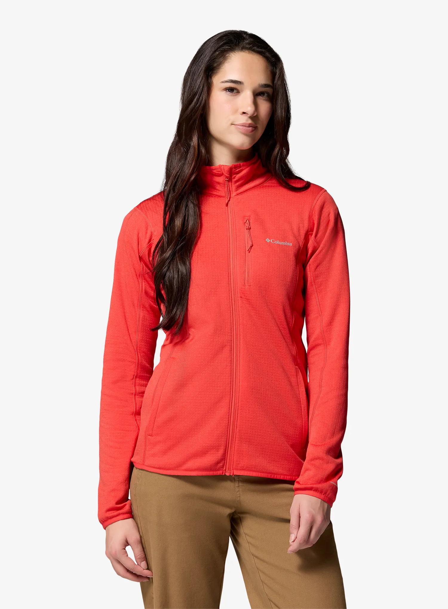 Dámska mikina bez kapucne Columbia Essential Hike Grid Fleece Full Zip - poppy red