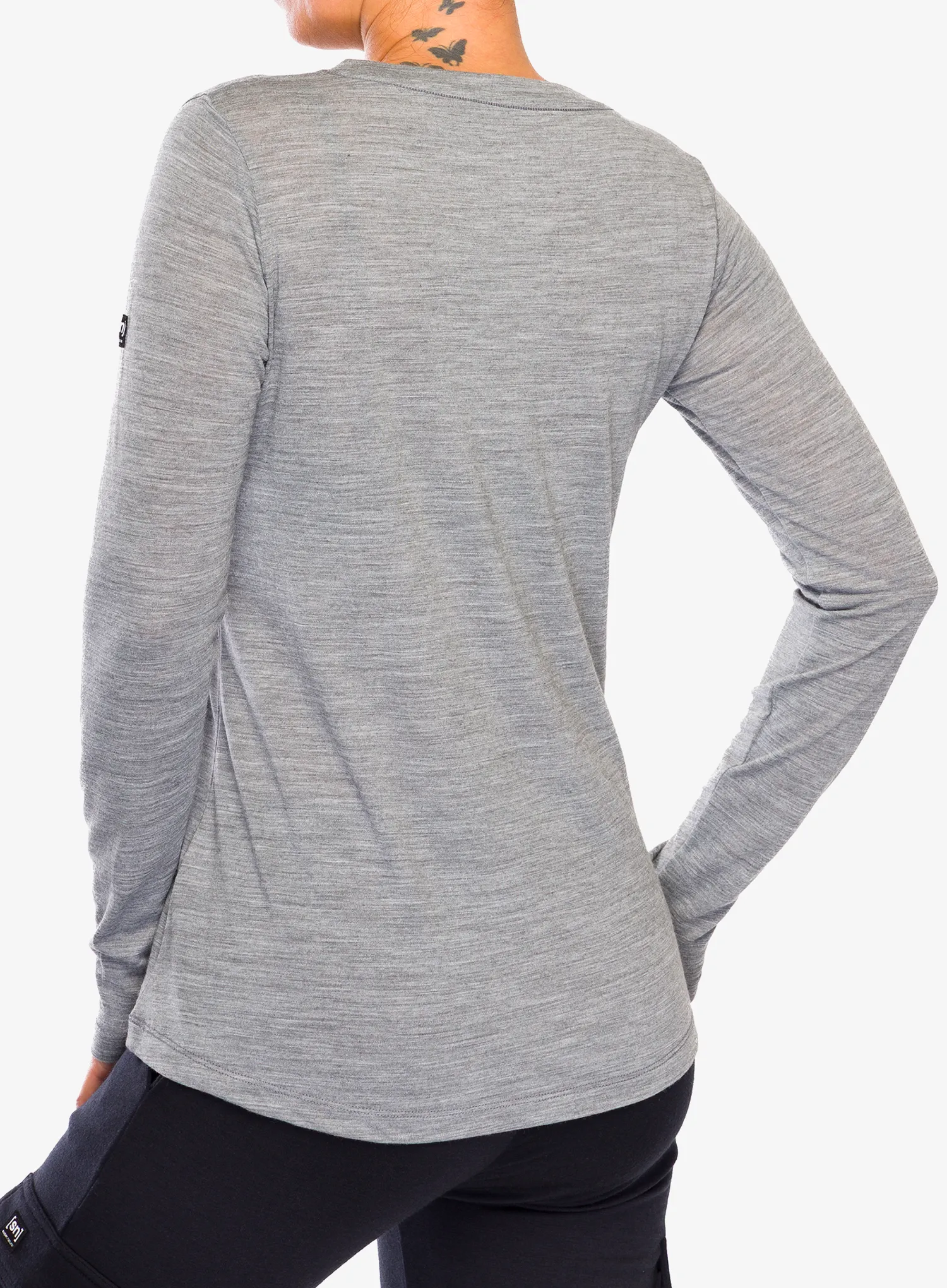 Dámska mikina bez kapucne Super.natural Alpes LS - cash.grey mel/dark.d.mel/f.wht