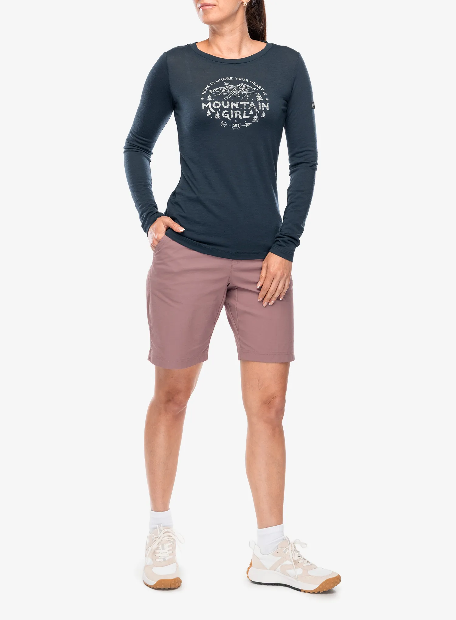 Dámska mikina bez kapucne Super.natural Mountain Girl LS - blueberry/white stone