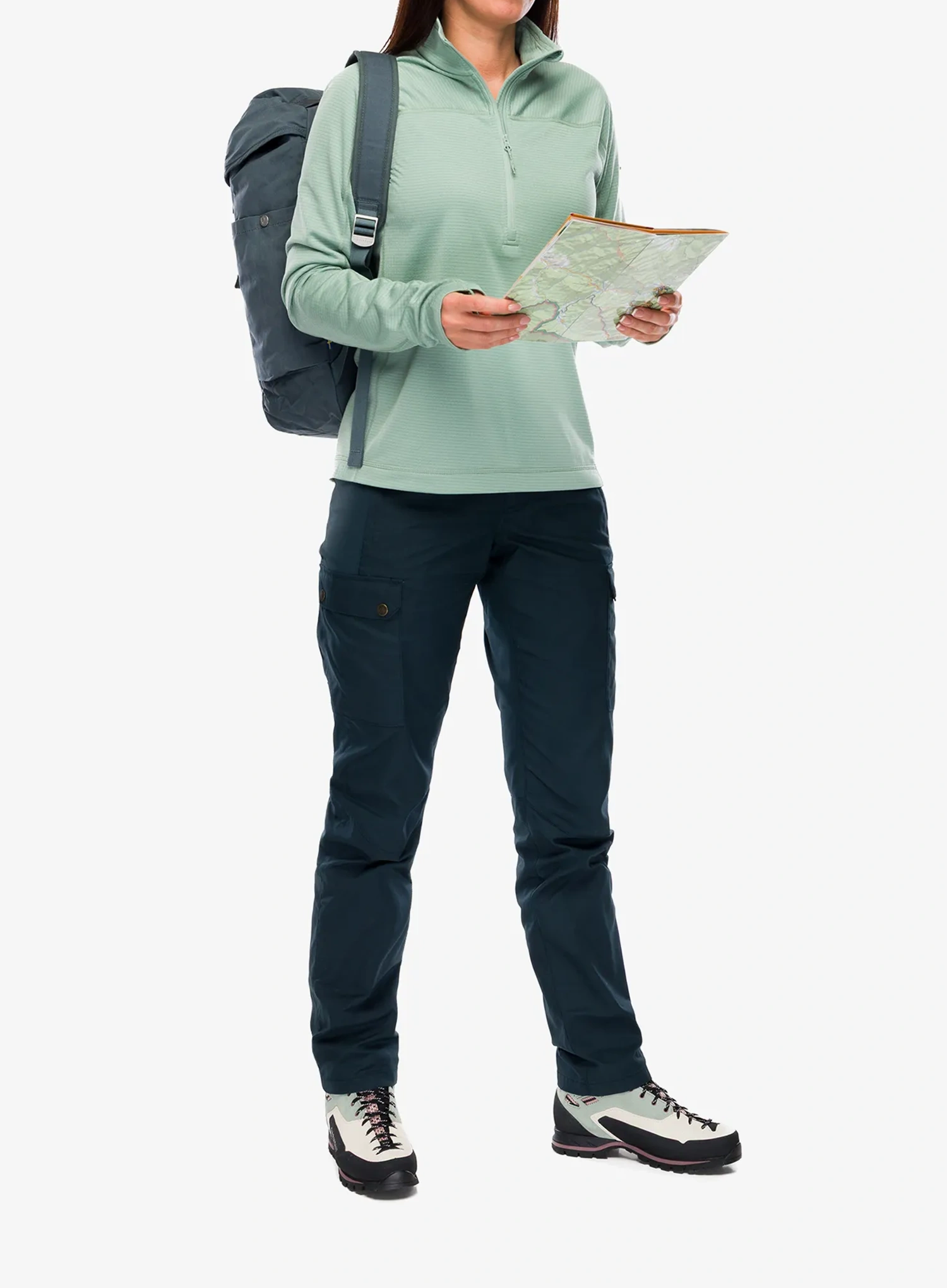 Mikina dámska Fjallraven Abisko Lite Fleece Half Zip - misty green