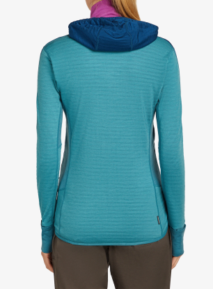 Mikina dámska Icebreaker Merino Blend 300 RealFleece Descender LS Zip Hoodie - topaz/atlantis/cb