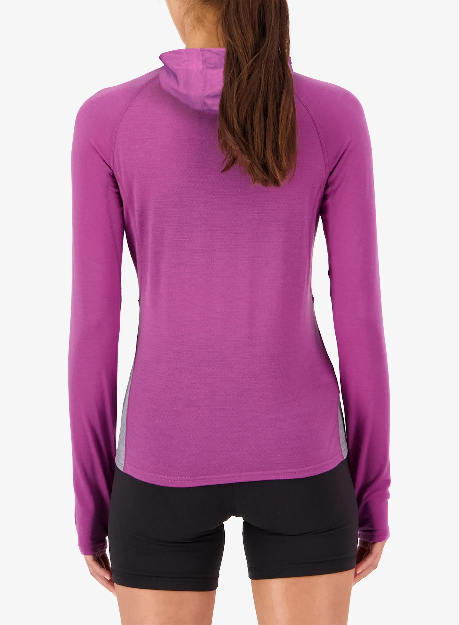 Mikina dámska Mons Royale Bella Merino Long Sleeve Hood - purple bolt/grey heather