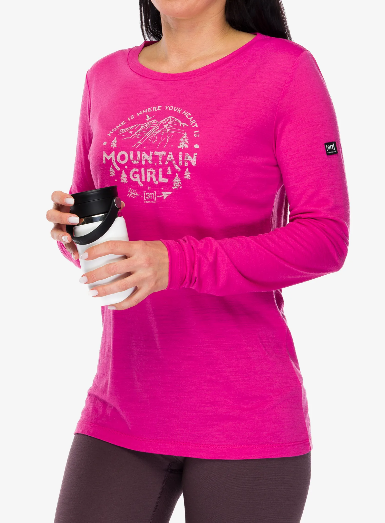 Mikina dámska Super.natural Mountain Girl LS - pinky rose/white stone
