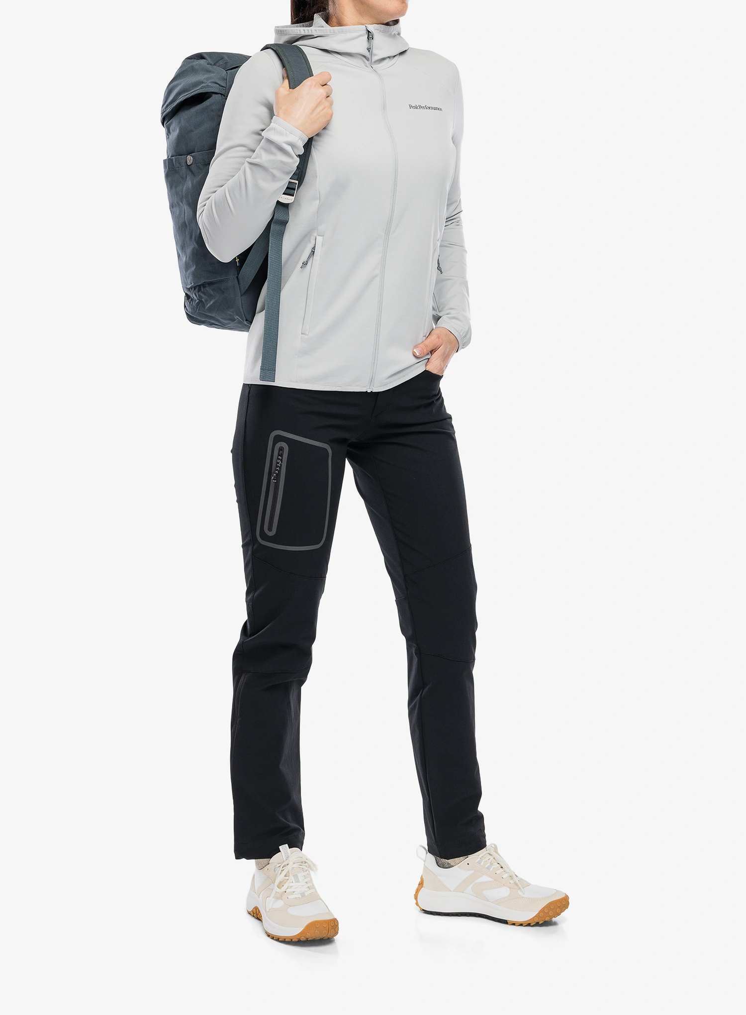 Dámska mikina s kapucňou Peak Performance Light Zip Hood - summit smoke