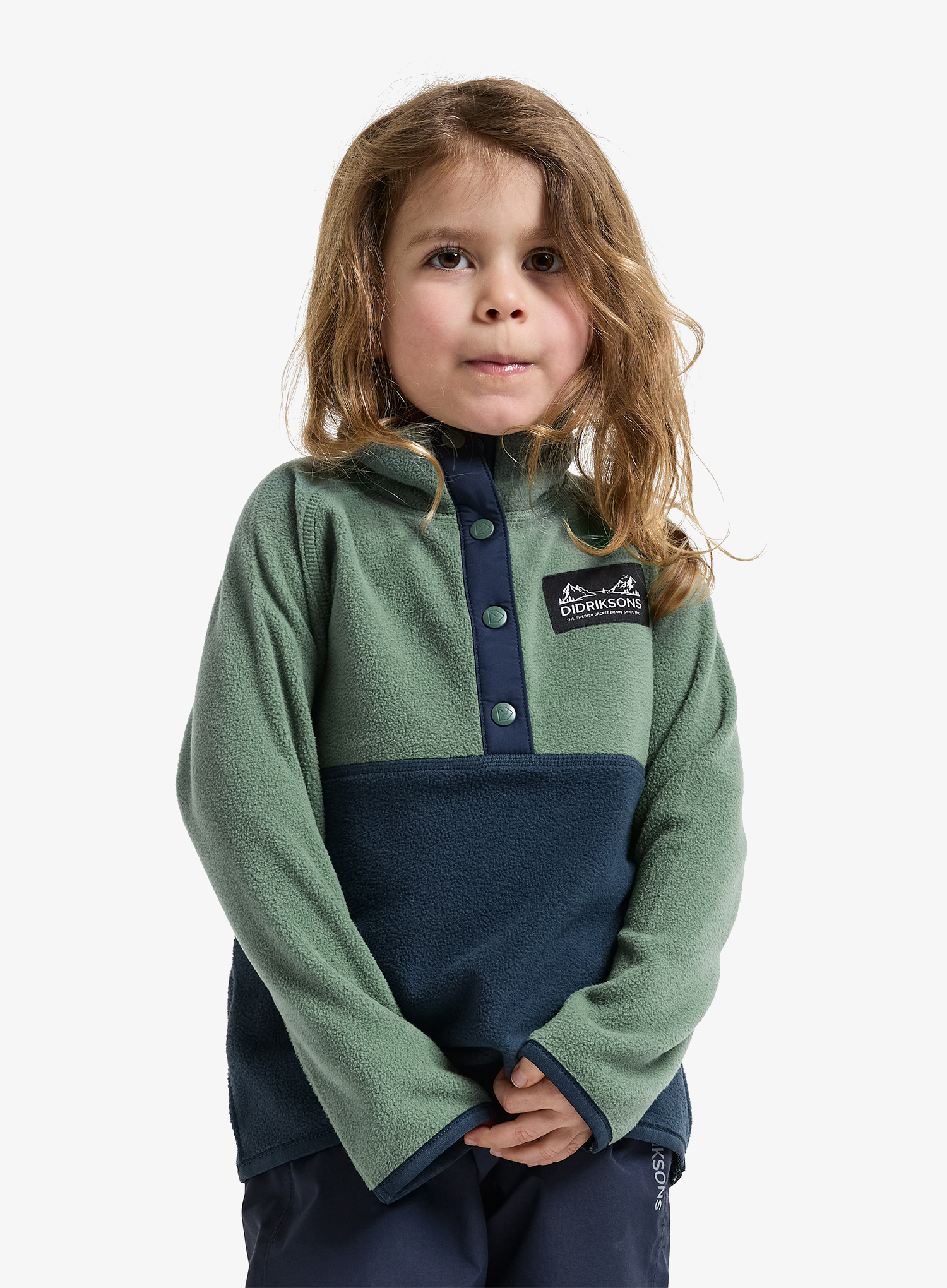 Mikina detská Didriksons Monte Half Button 6 - dark moss