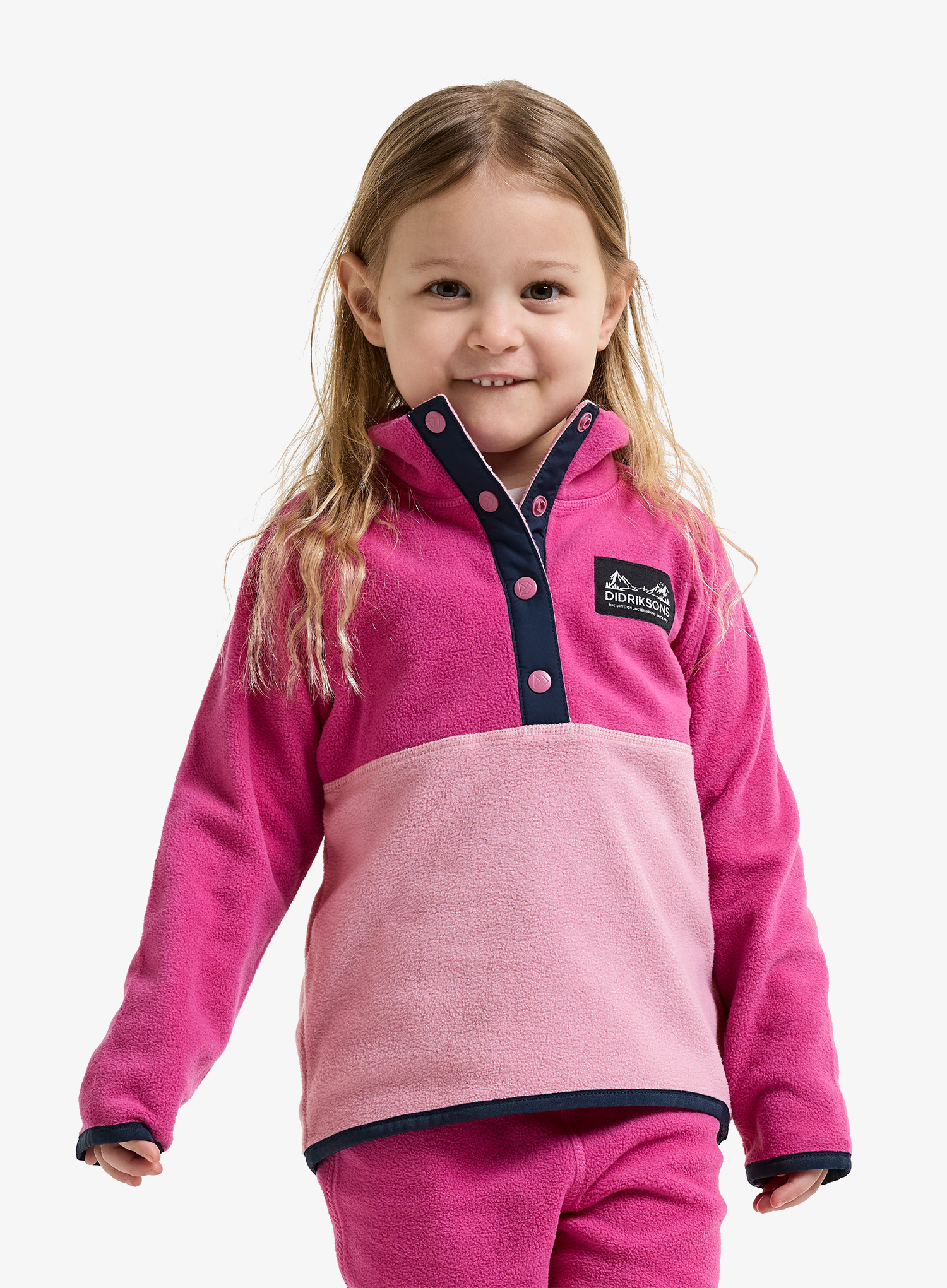 Mikina dievčenská Didriksons Monte Half Button 6 - cactus pink