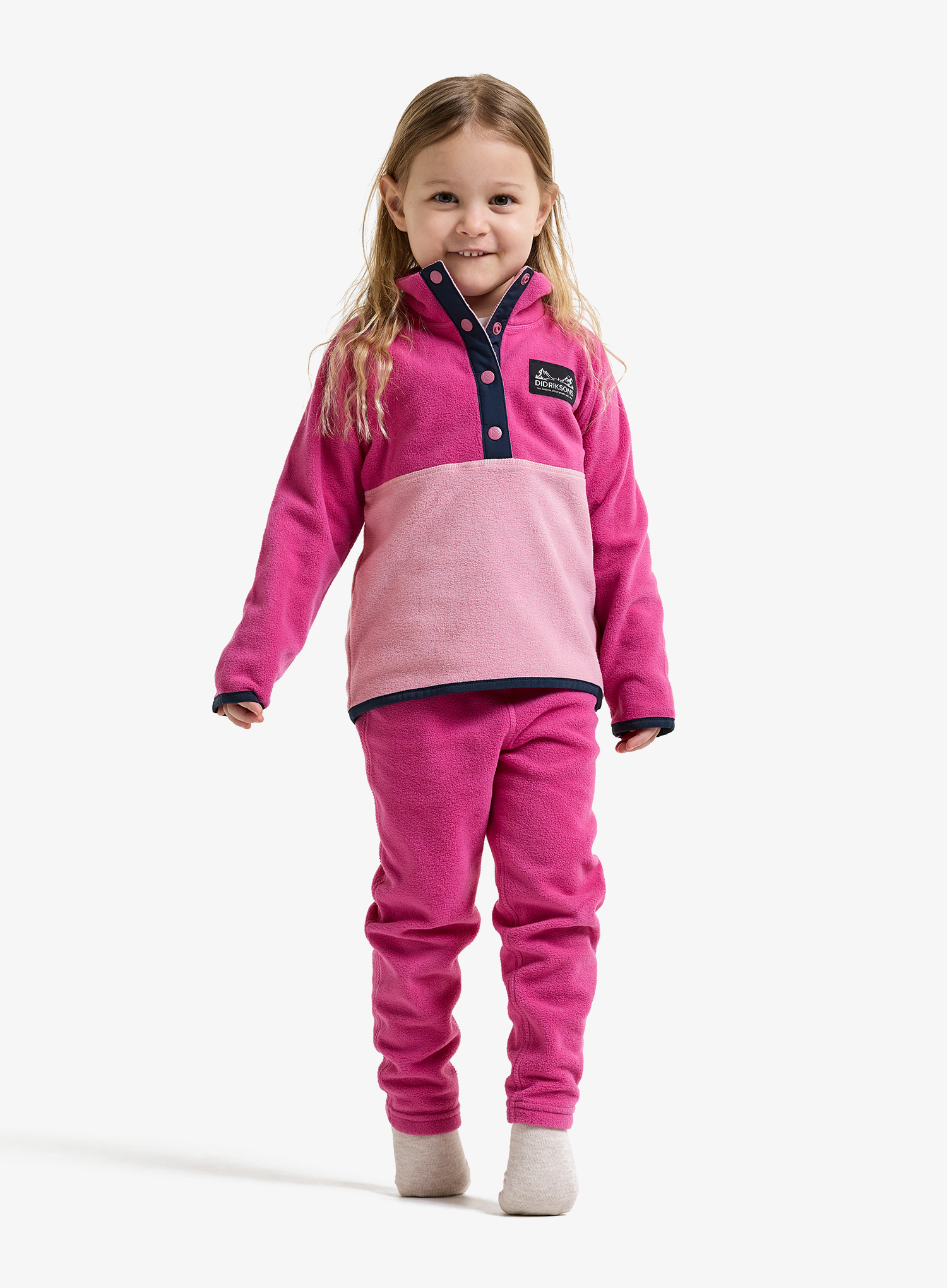 Mikina dievčenská Didriksons Monte Half Button 6 - cactus pink
