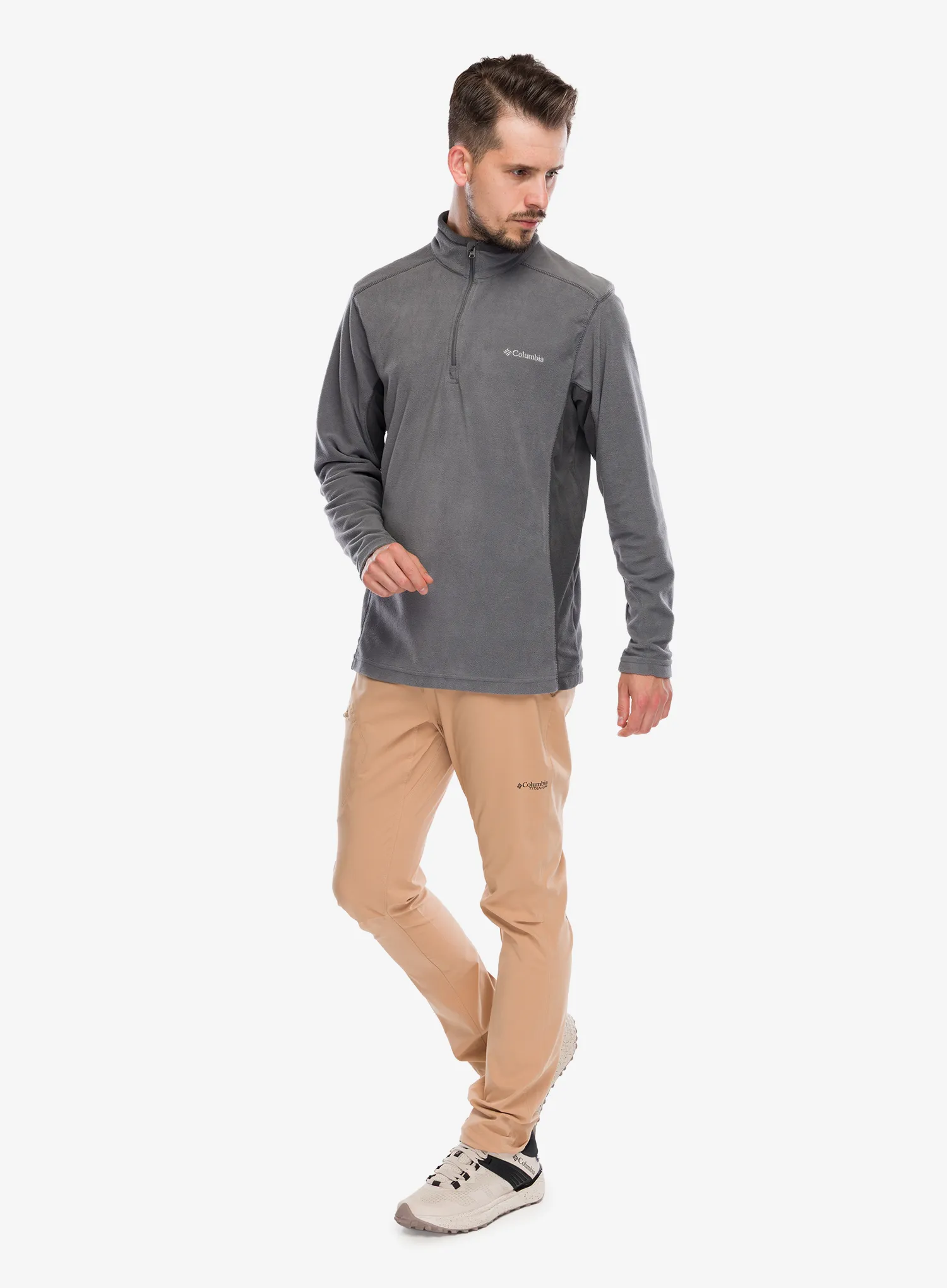 Flísová mikina Columbia Klamath Range II 1/2 Zip - city grey/shark