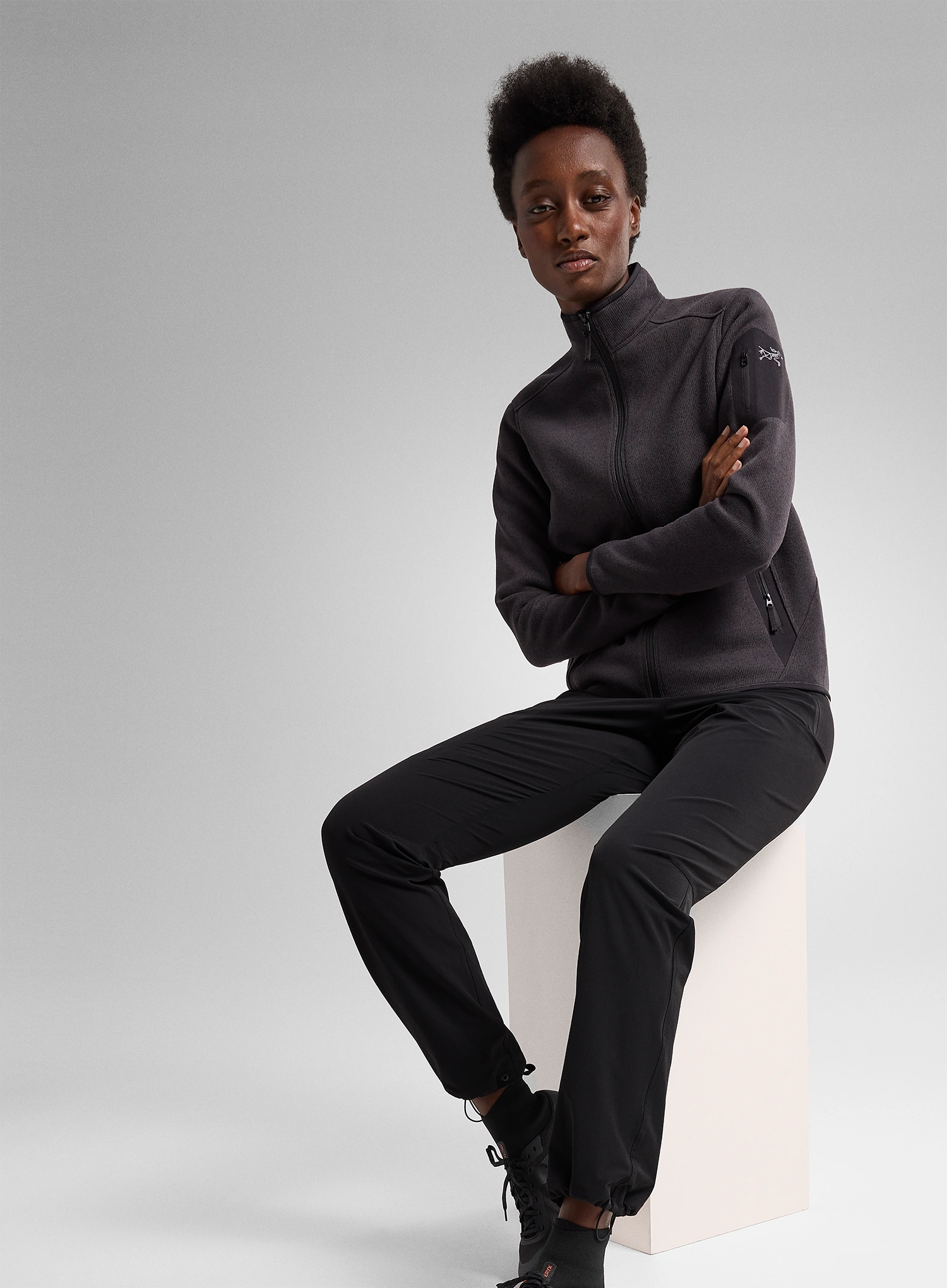 Flísová mikina dámska Arcteryx Covert Cardigan - black