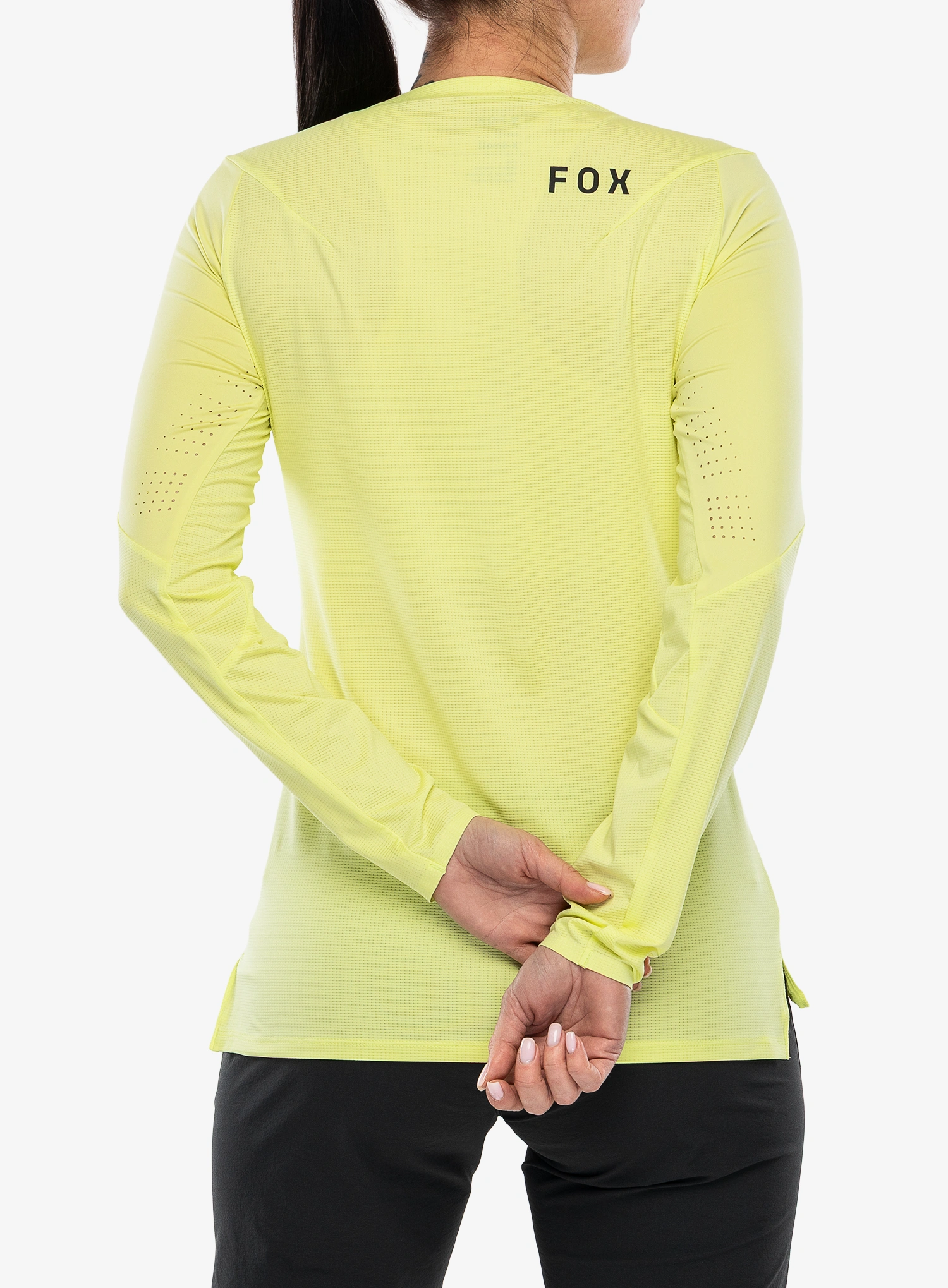 Dámska cyklistická mikina Fox Flexair LS Jersey - lime