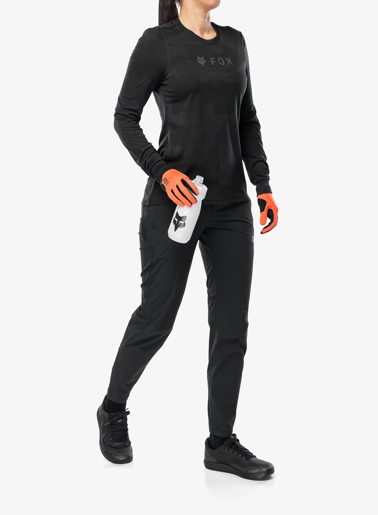 Dámska cyklistická mikina Fox Ranger Tru Dri LS Jersey - black