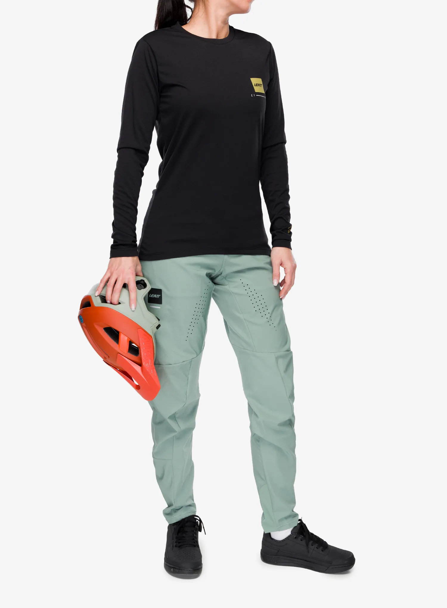 Dámska cyklistická mikina Leatt MTB Gravity 3.0 Long Sleeve - ghost black/black