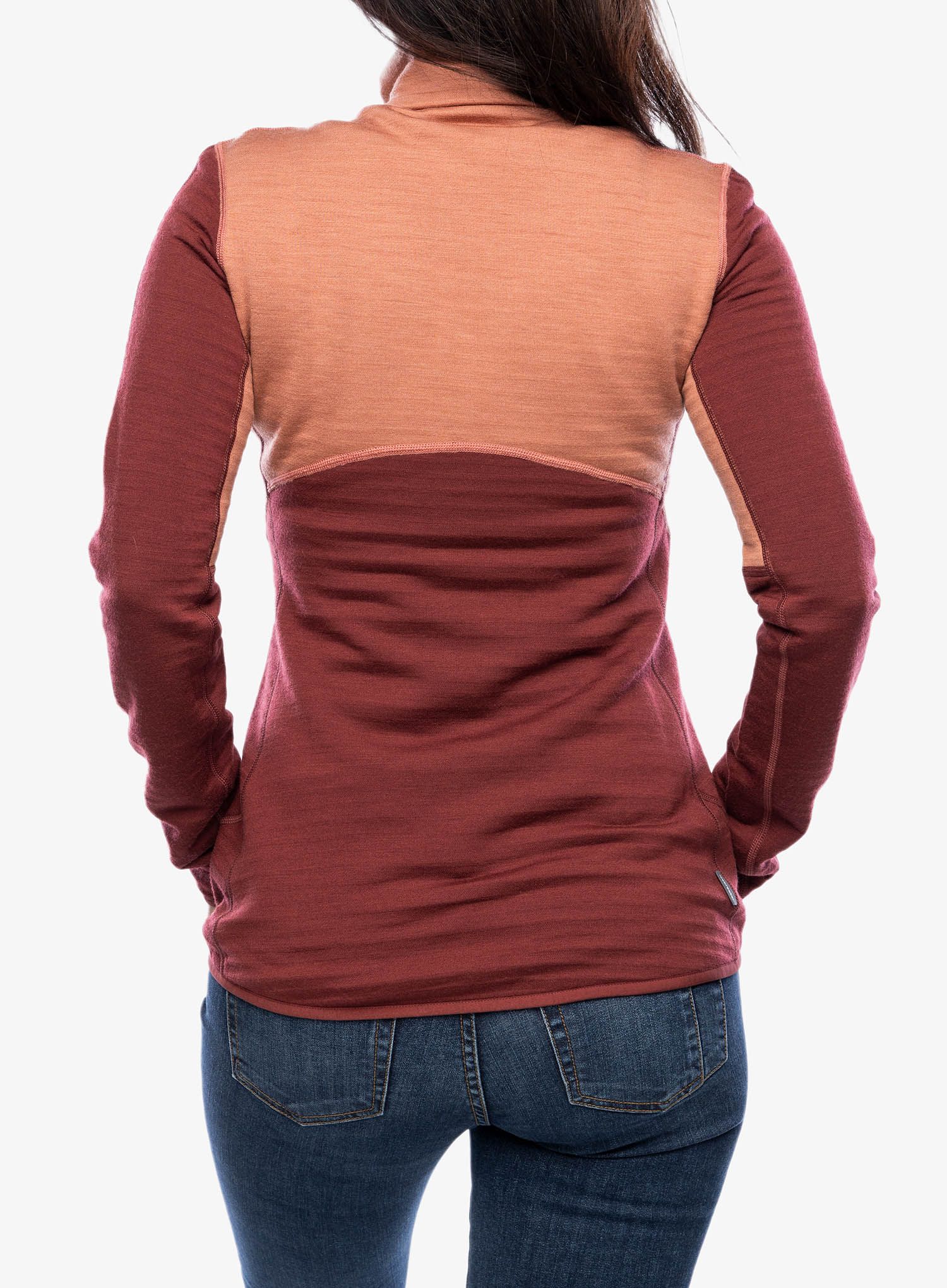 Dámska mikina na zips Icebreaker Merino 400 RealFleece Descender LS Zip - cedar wood/port/cb