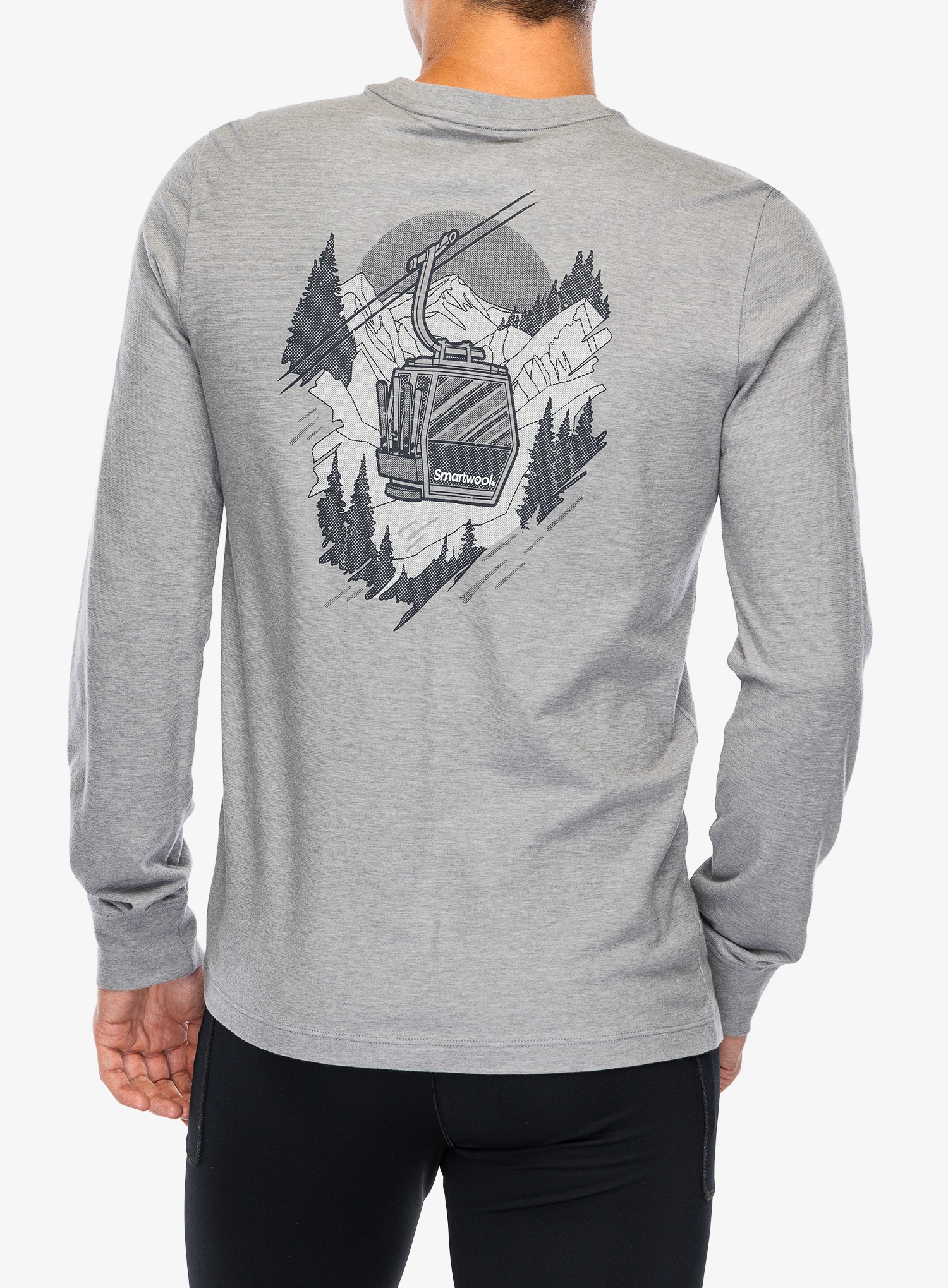 Mikina Smartwool Gondola View Long Sleeve Graphic Tee - light gray heather