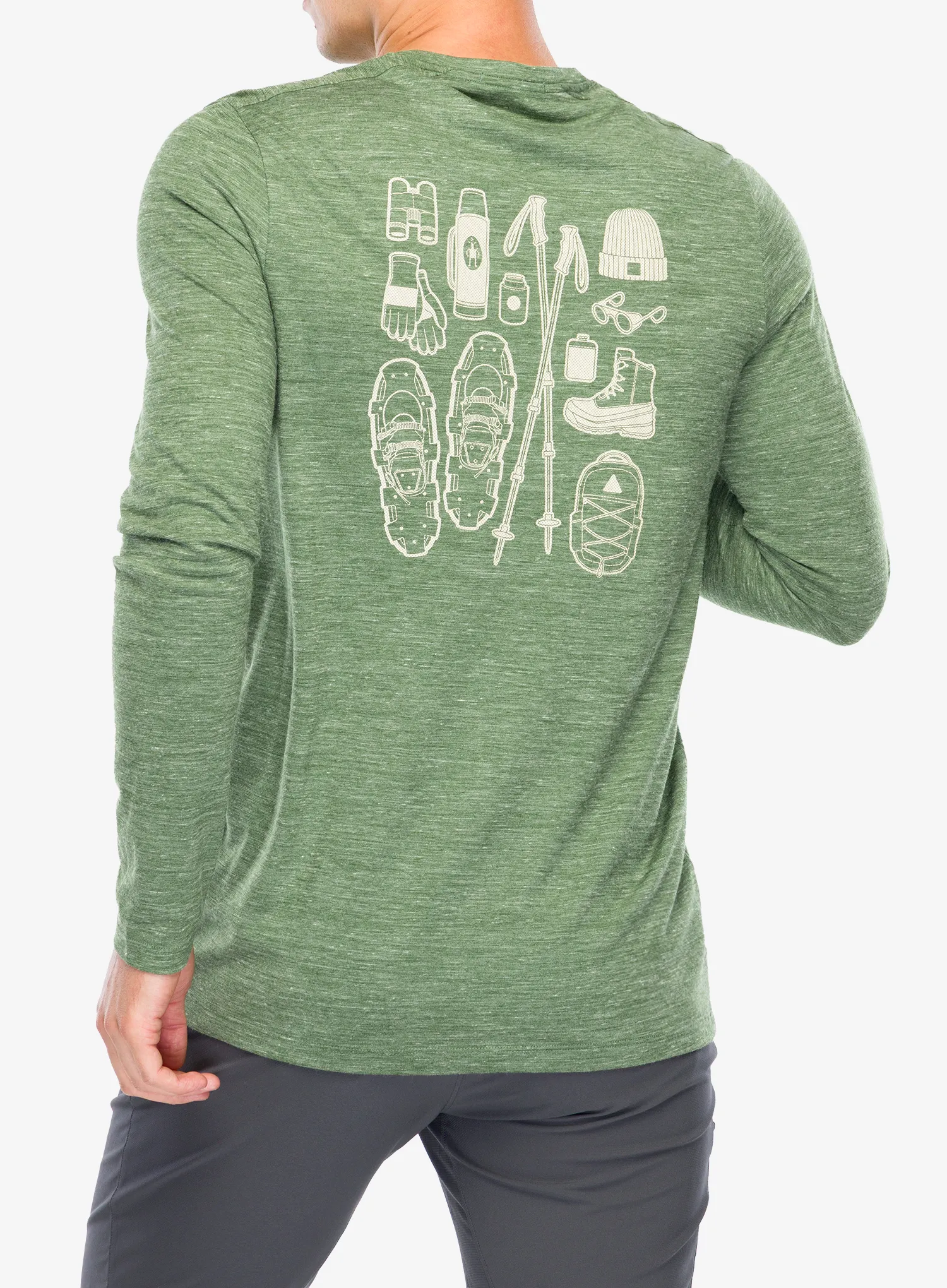Mikina Smartwool Merino Hemp Blend Gear Up Long Sleeve Graphic Tee - fern green heather