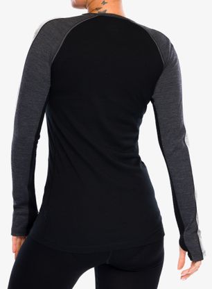 Funkčné tričko dámske Icebreaker 200 ZoneKnit LS Crewe - jet hthr/black/metro hthr