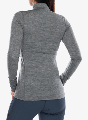 Funkčné tričko dámske Odlo Merino 200 BL Top Turtle Neck LS Half Zip - steel grey melange