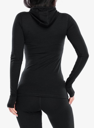 Funkčné tričko damske Sensor Merino DF Tee L/S Hooded - black