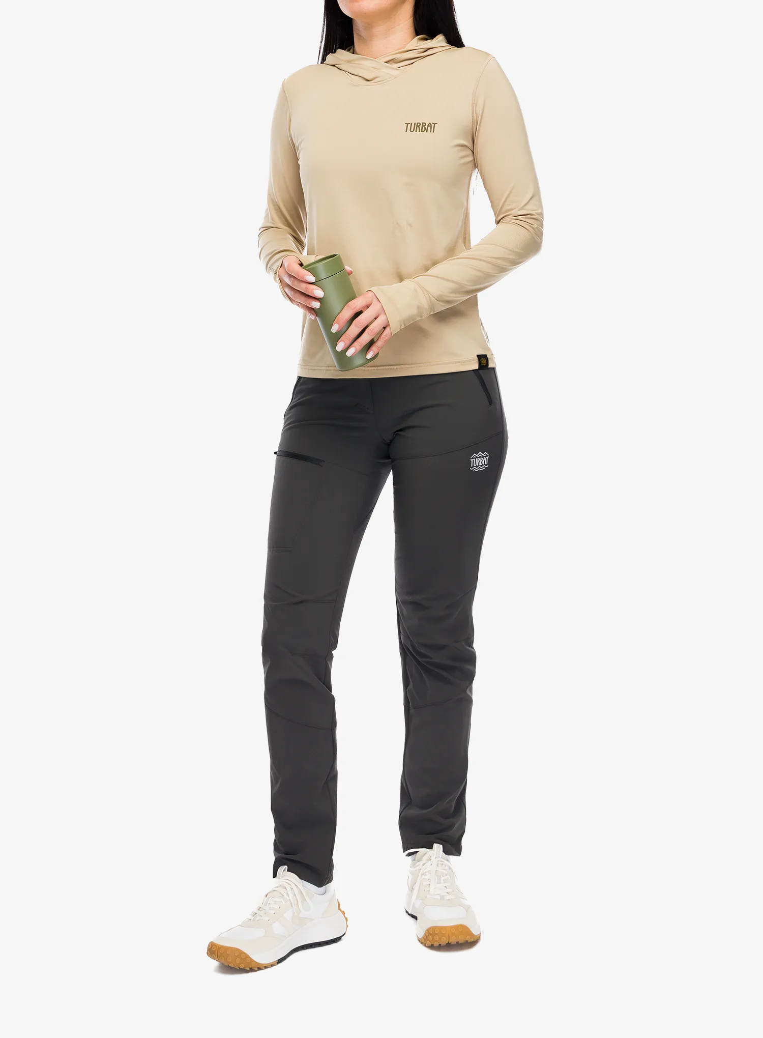 Funkčné tričko dámske Turbat Hike Lite LS Hood Thermo T-Shirt - cornstalk sand