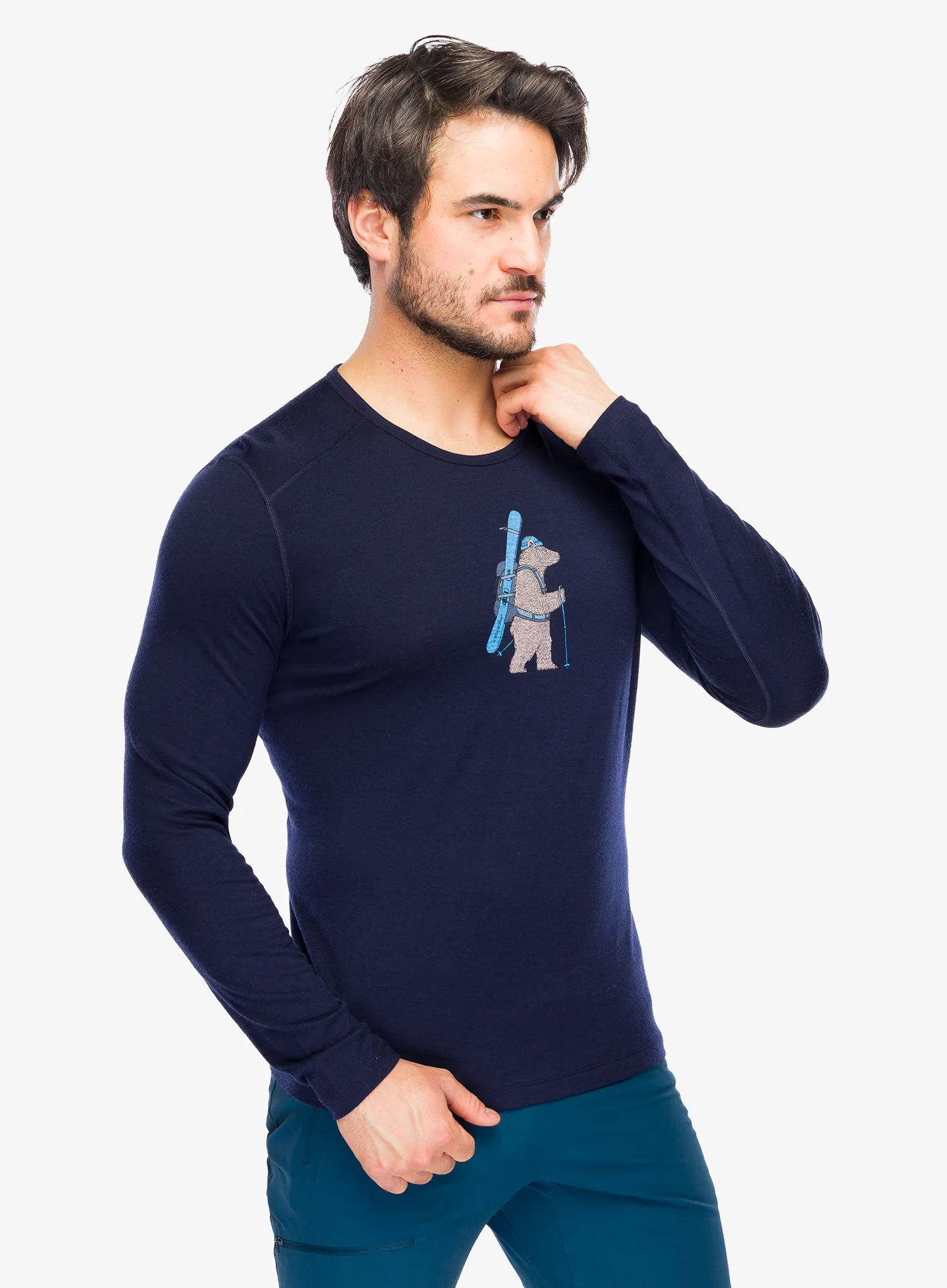 Funkčné tričko Icebreaker Merino 200 Oasis LS Crewe Bear Tour - midnight navy