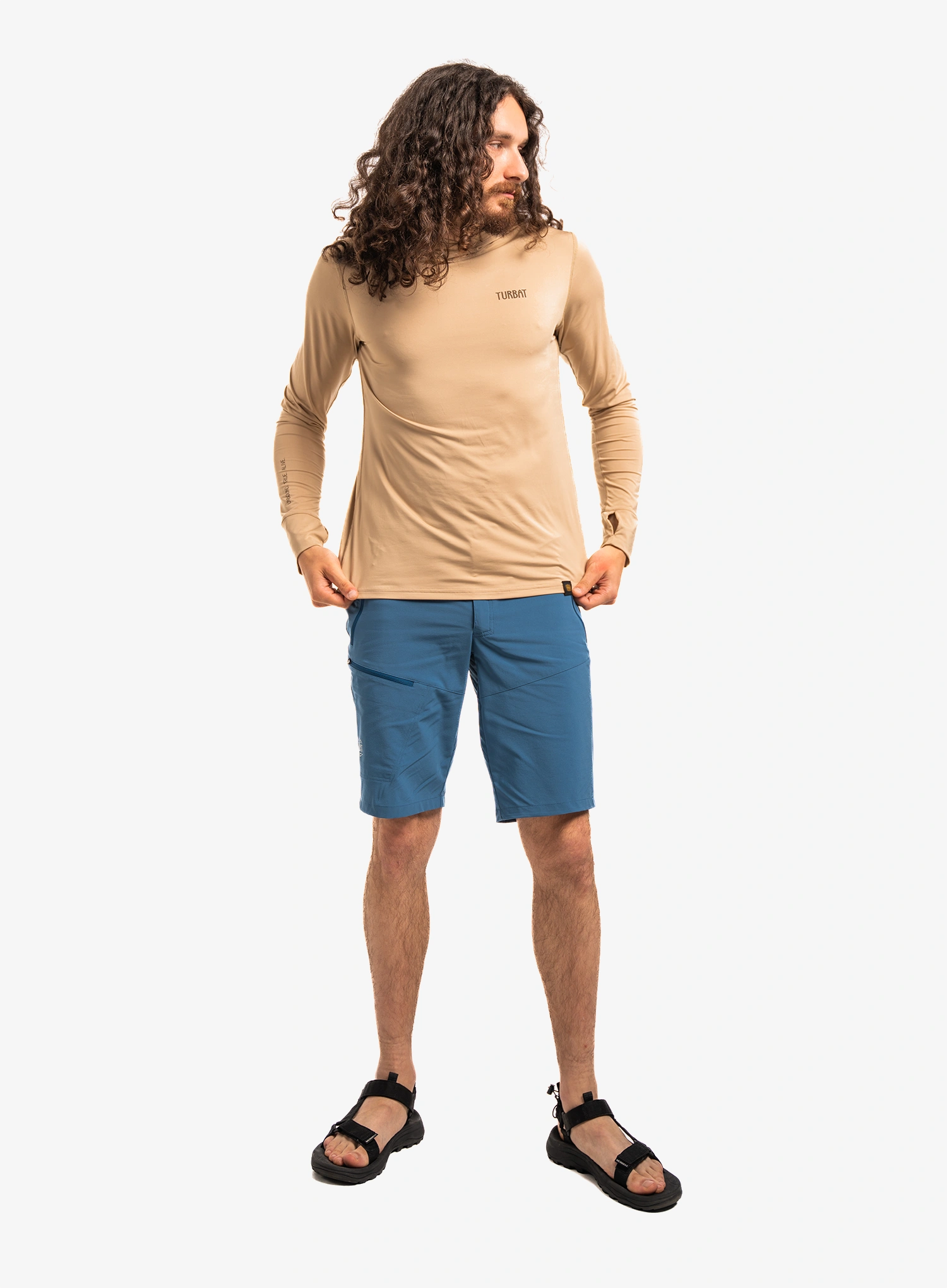 Funkčné tričko Turbat Hike Lite LS Hood Thermo T-Shirt - cornstalk sand